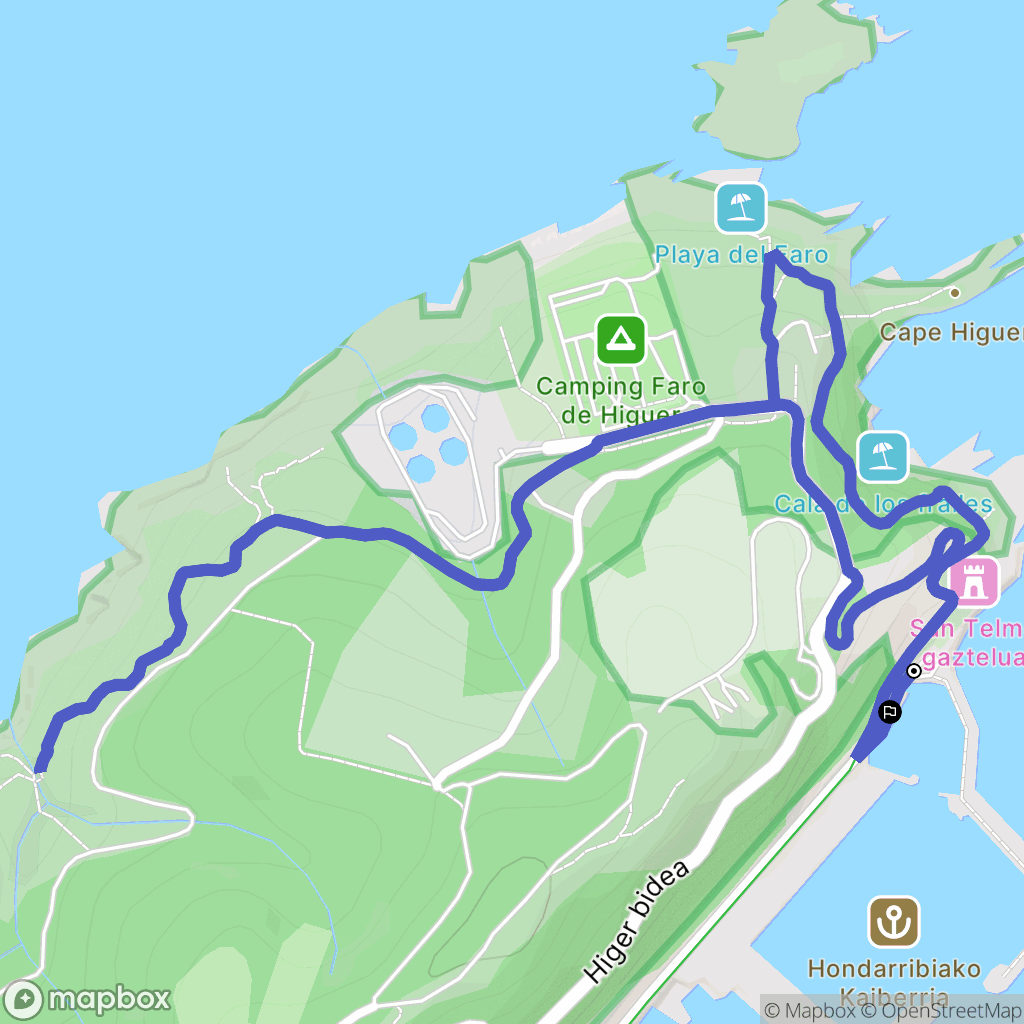 Hondarribia : carte du parcours de randonnée - Spain
