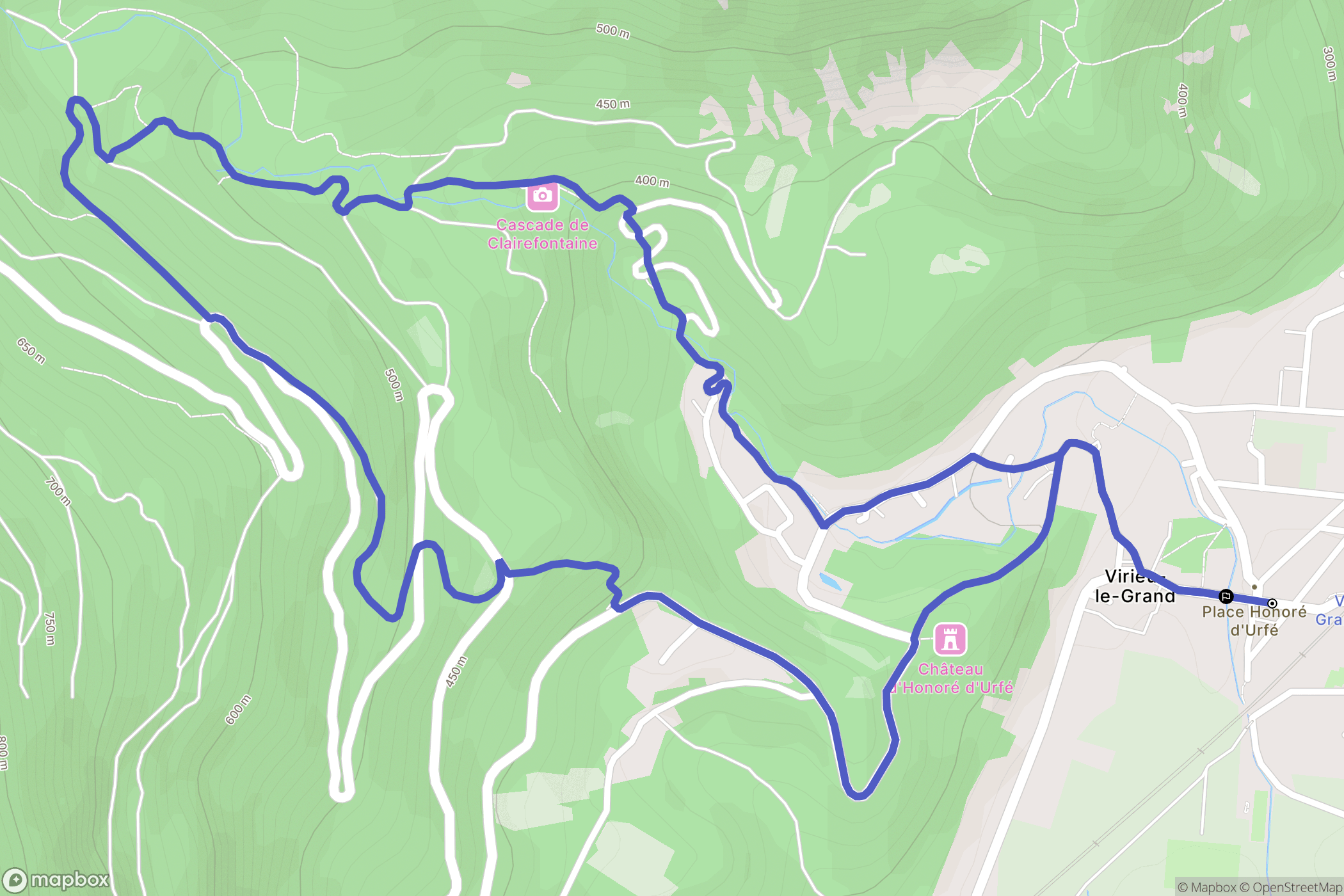 Virieu-le-Grand : carte du parcours de randonnée - France