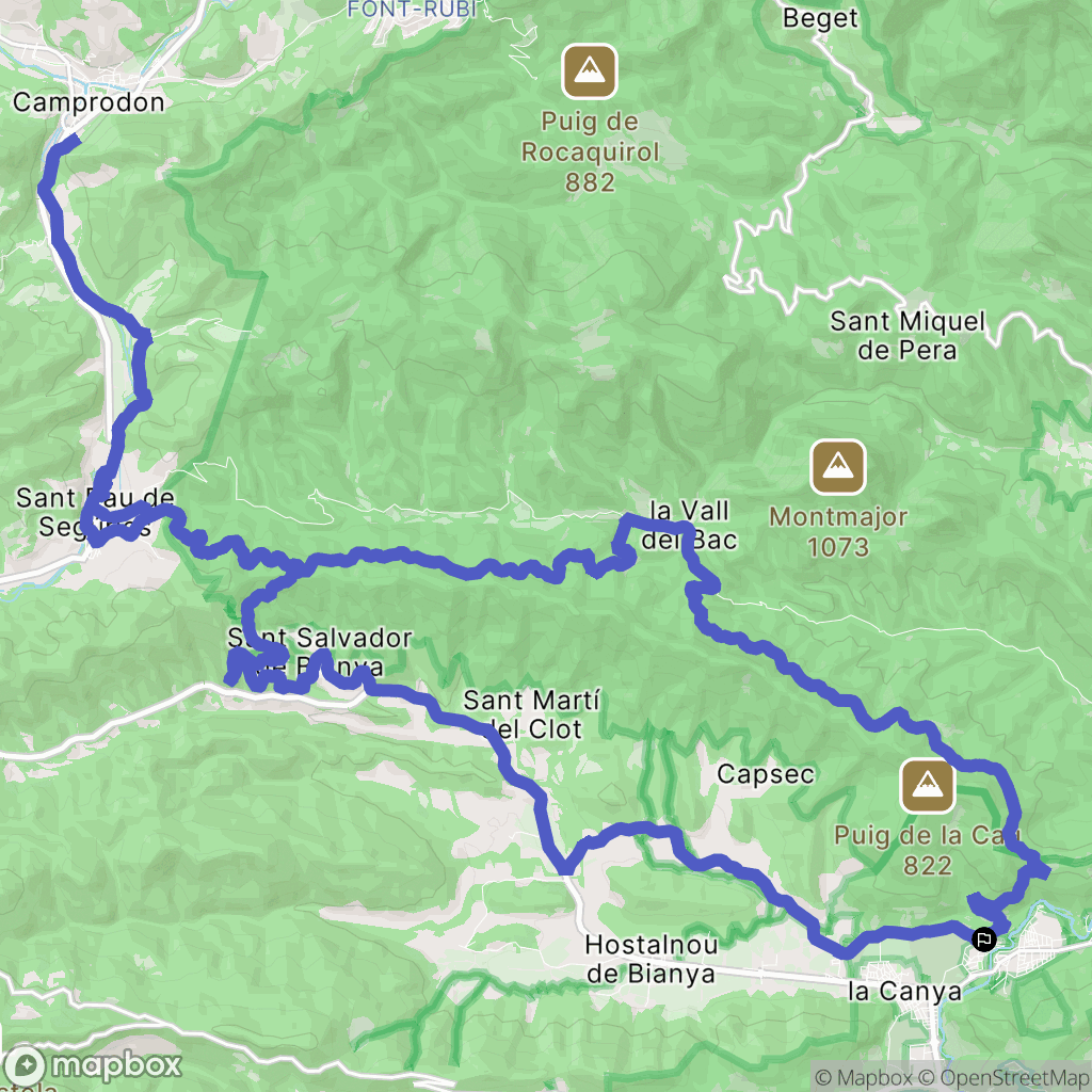 Sant Joan les Fonts : carte du parcours de randonnée - Spain