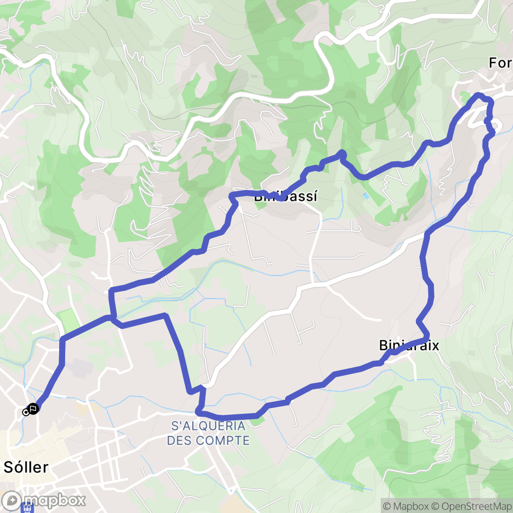 Sóller : carte du parcours de randonnée - Spain