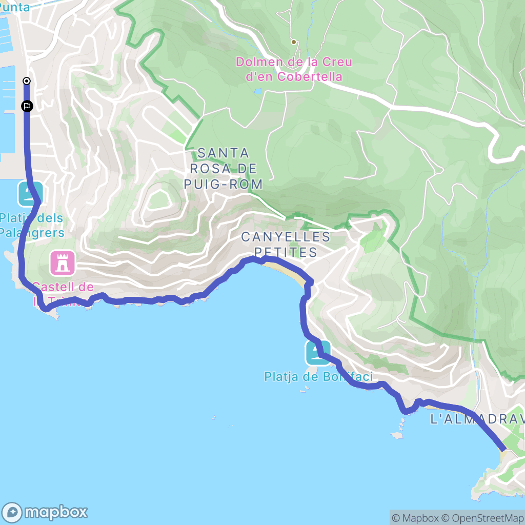 Roses : carte du parcours de randonnée - Spain