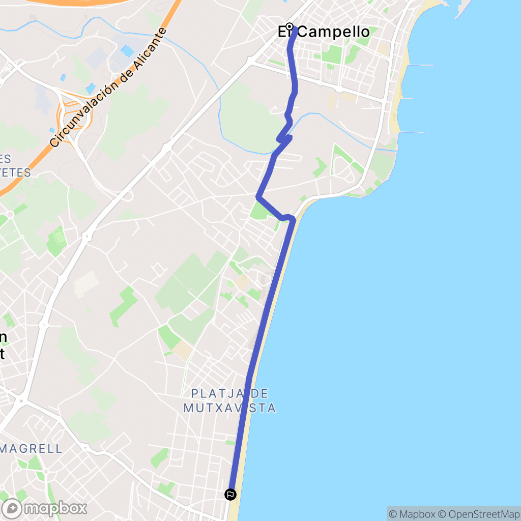 El Campello : carte du parcours de randonnée - Spain