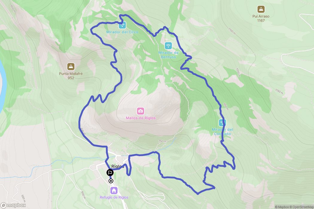 Riglos : carte du parcours de randonnée - Spain