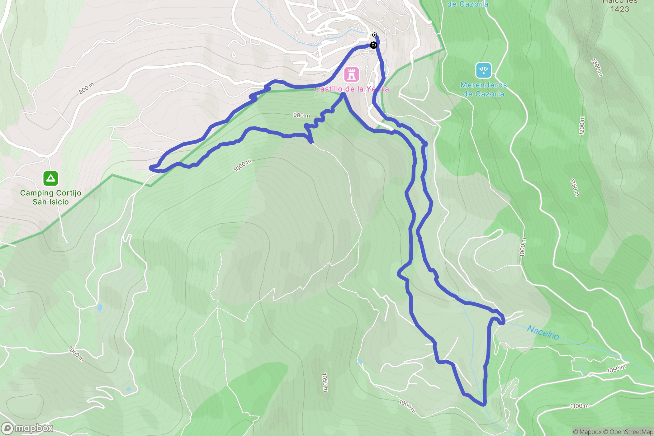 Cazorla : carte du parcours de randonnée - Spain