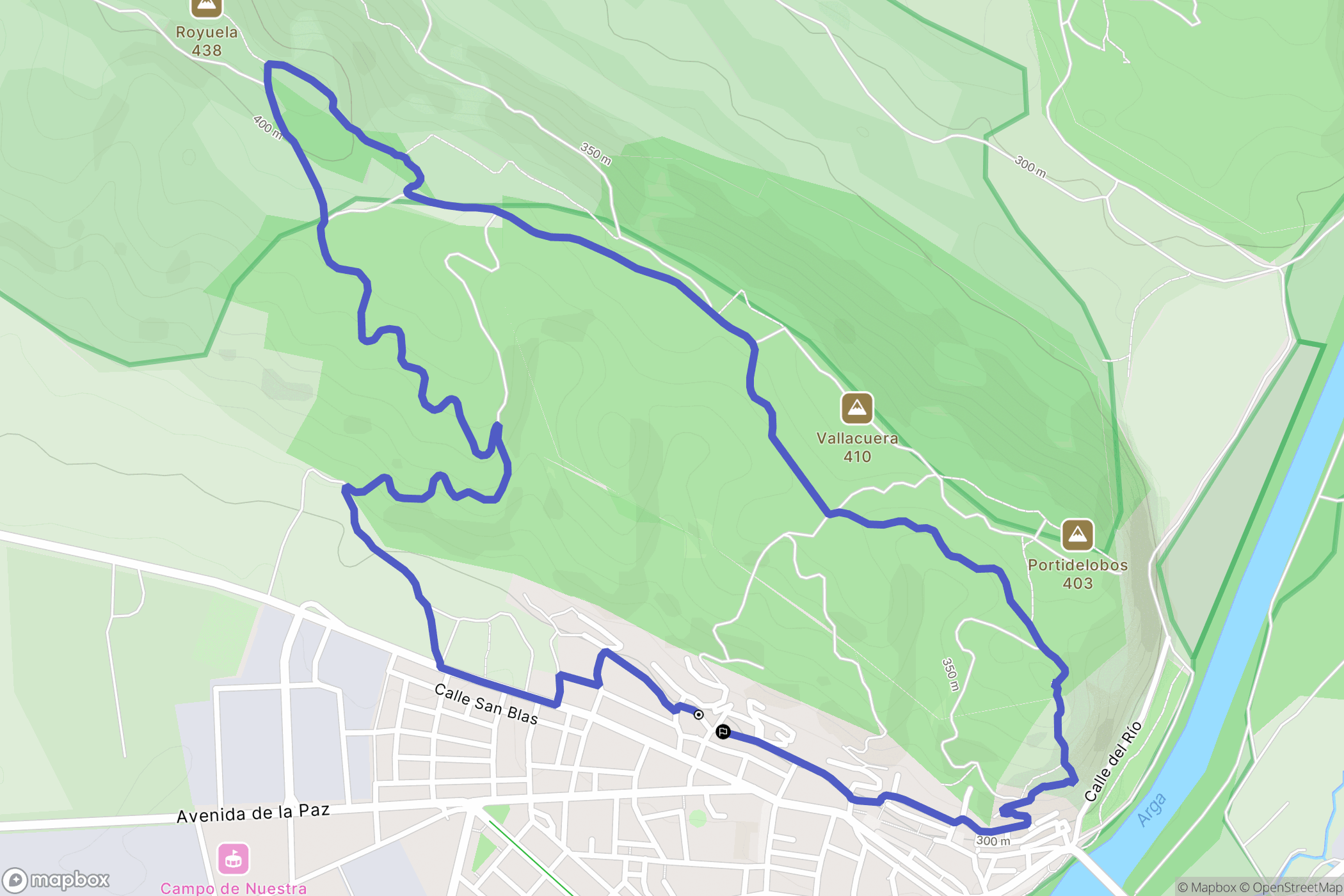 Peralta : carte du parcours de randonnée - Spain