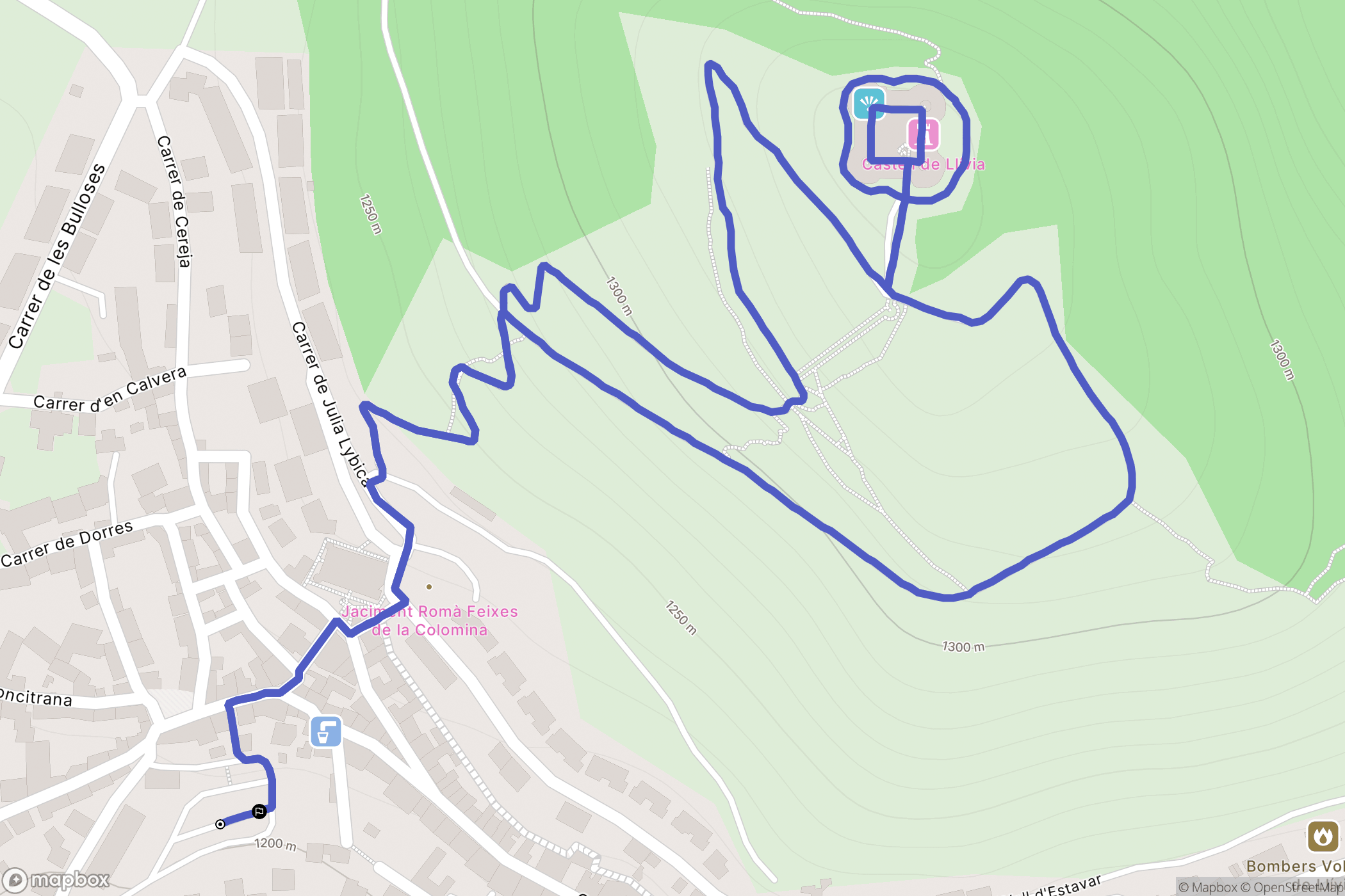 Llívia : carte du parcours de randonnée - Spain