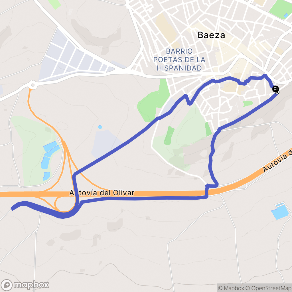 Baeza : carte du parcours de randonnée - Spain