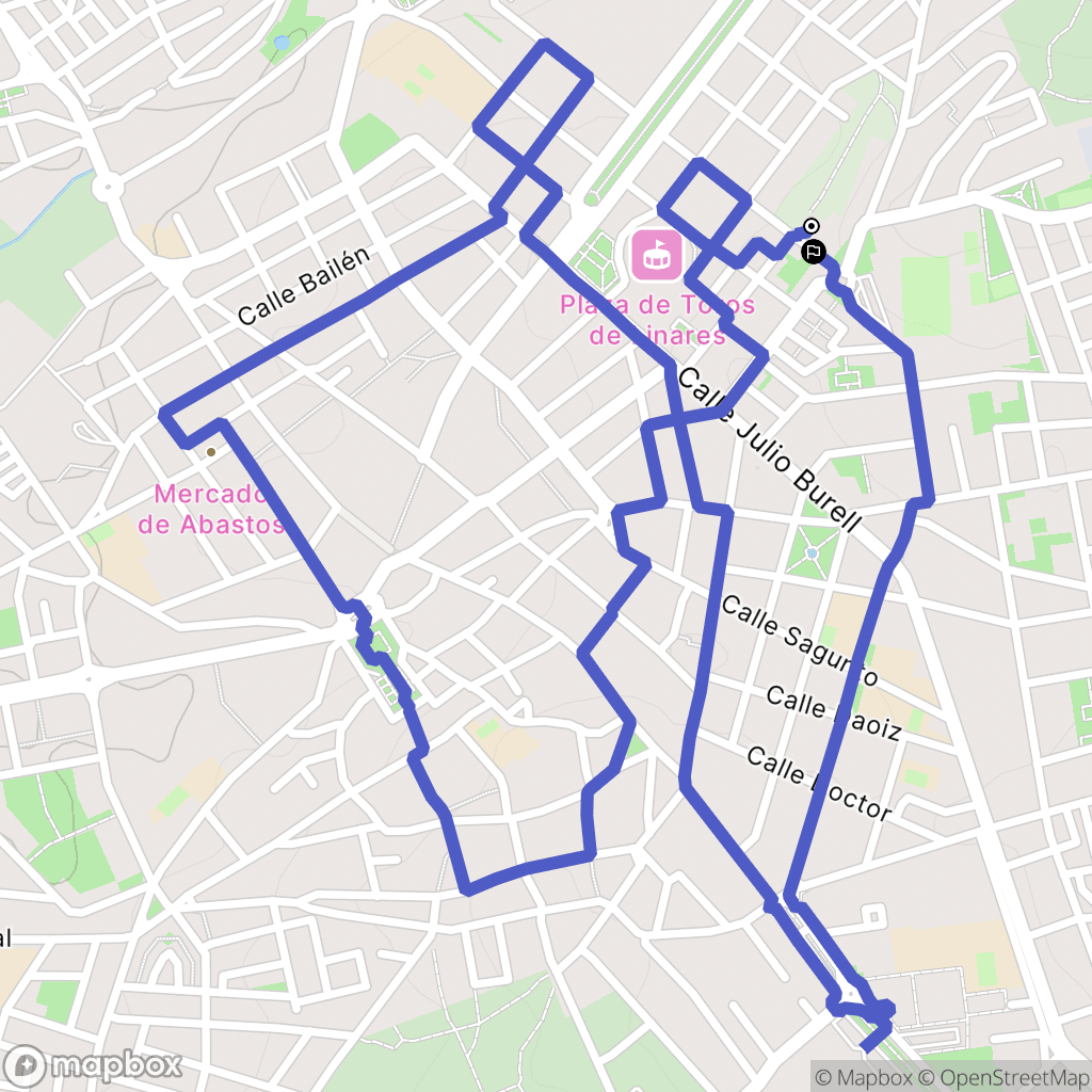 Linares : carte du parcours de randonnée - Spain