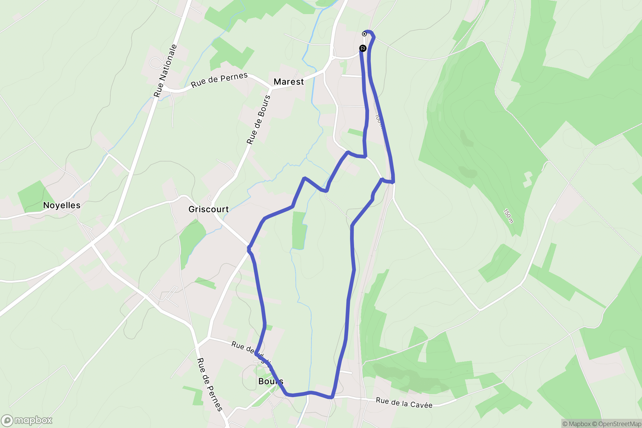 Marest : carte du parcours de randonnée - France