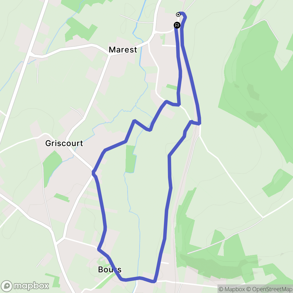 Marest : carte du parcours de randonnée - France