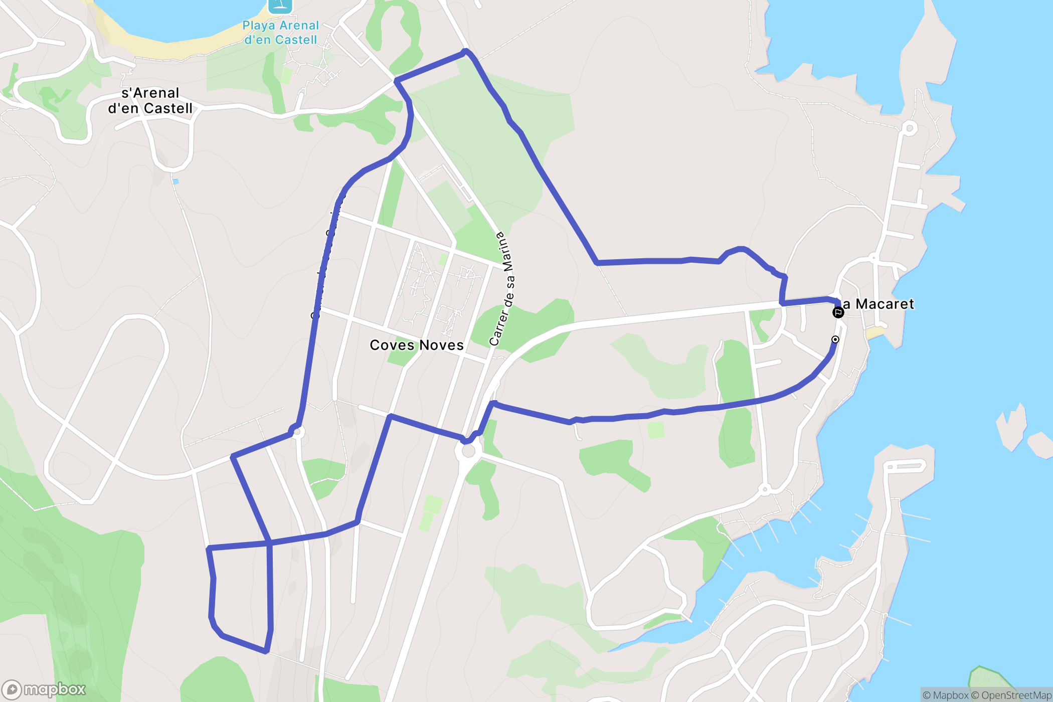 Na Macaret : carte du parcours de randonnée - Spain
