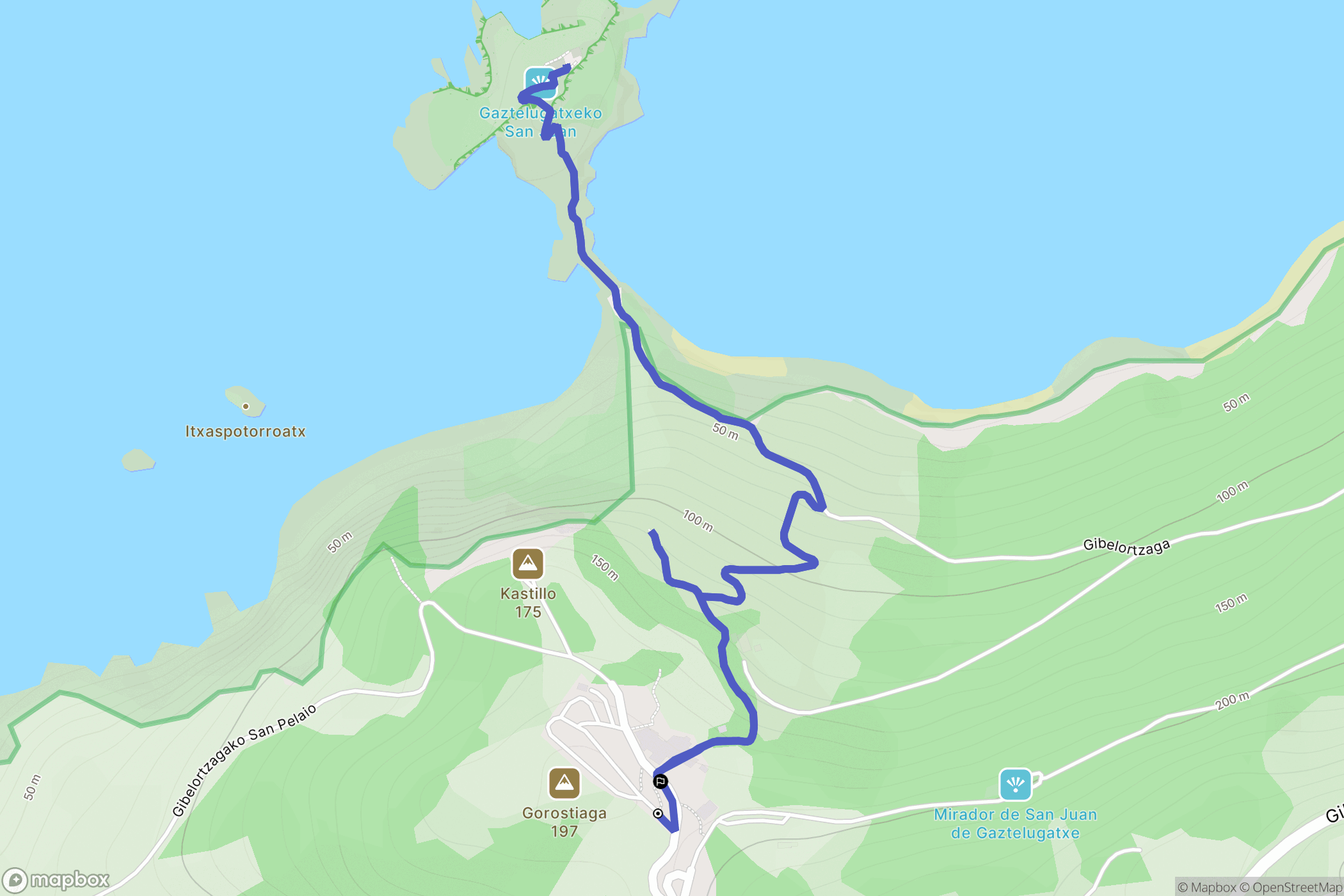 Bakio : carte du parcours de randonnée - Spain