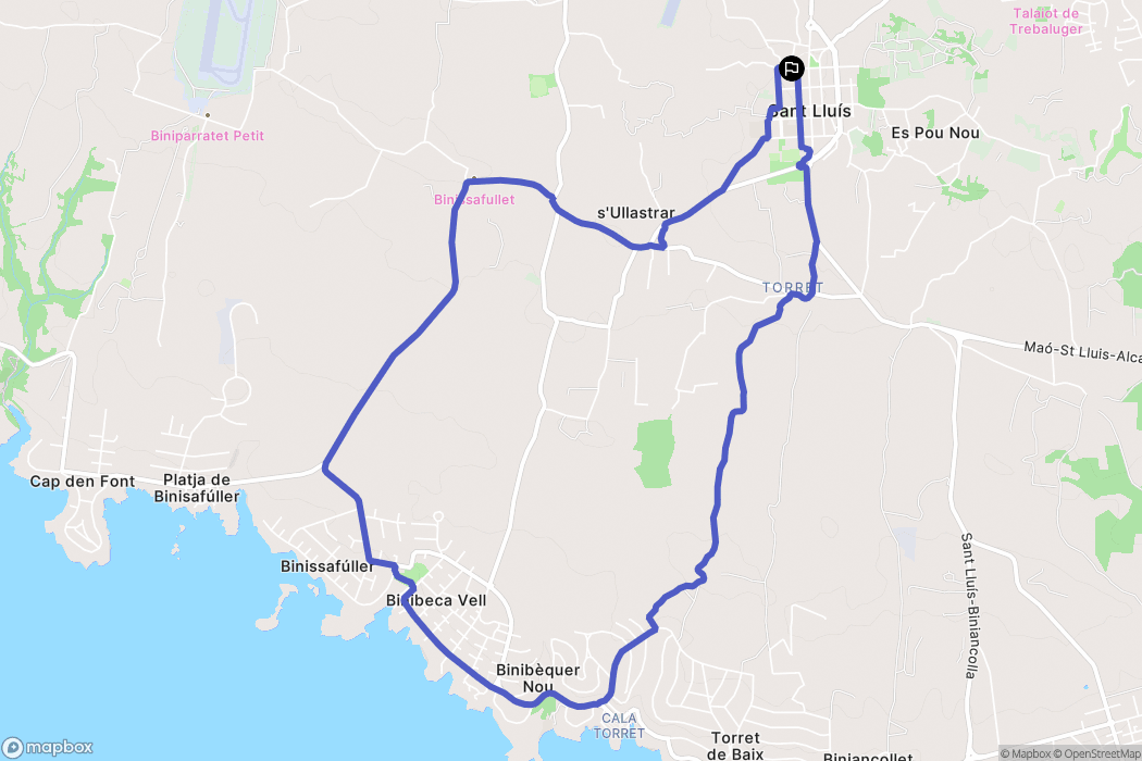 Sant Lluís : carte du parcours de randonnée - Spain