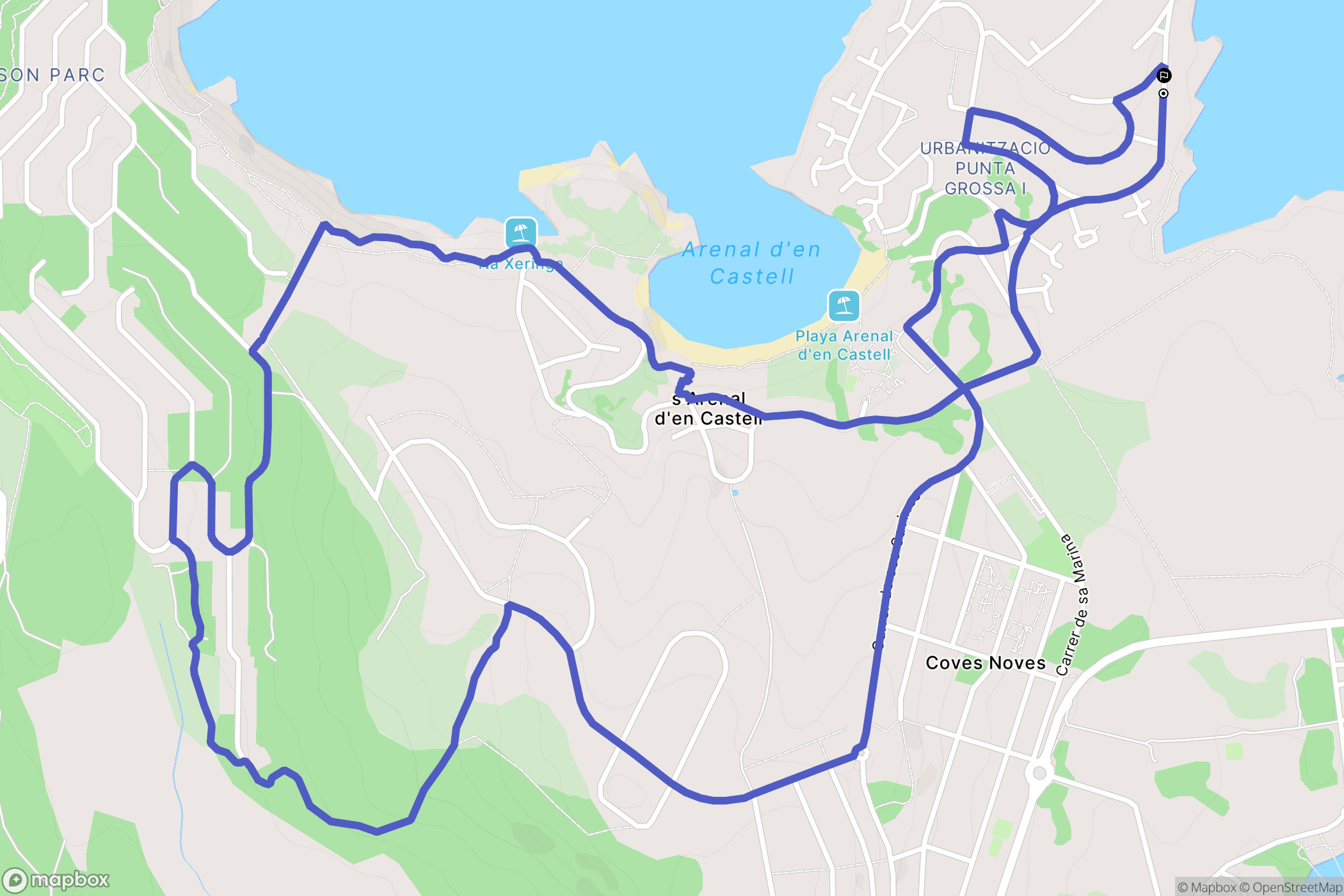 Es Mercadal : carte du parcours de randonnée - Spain