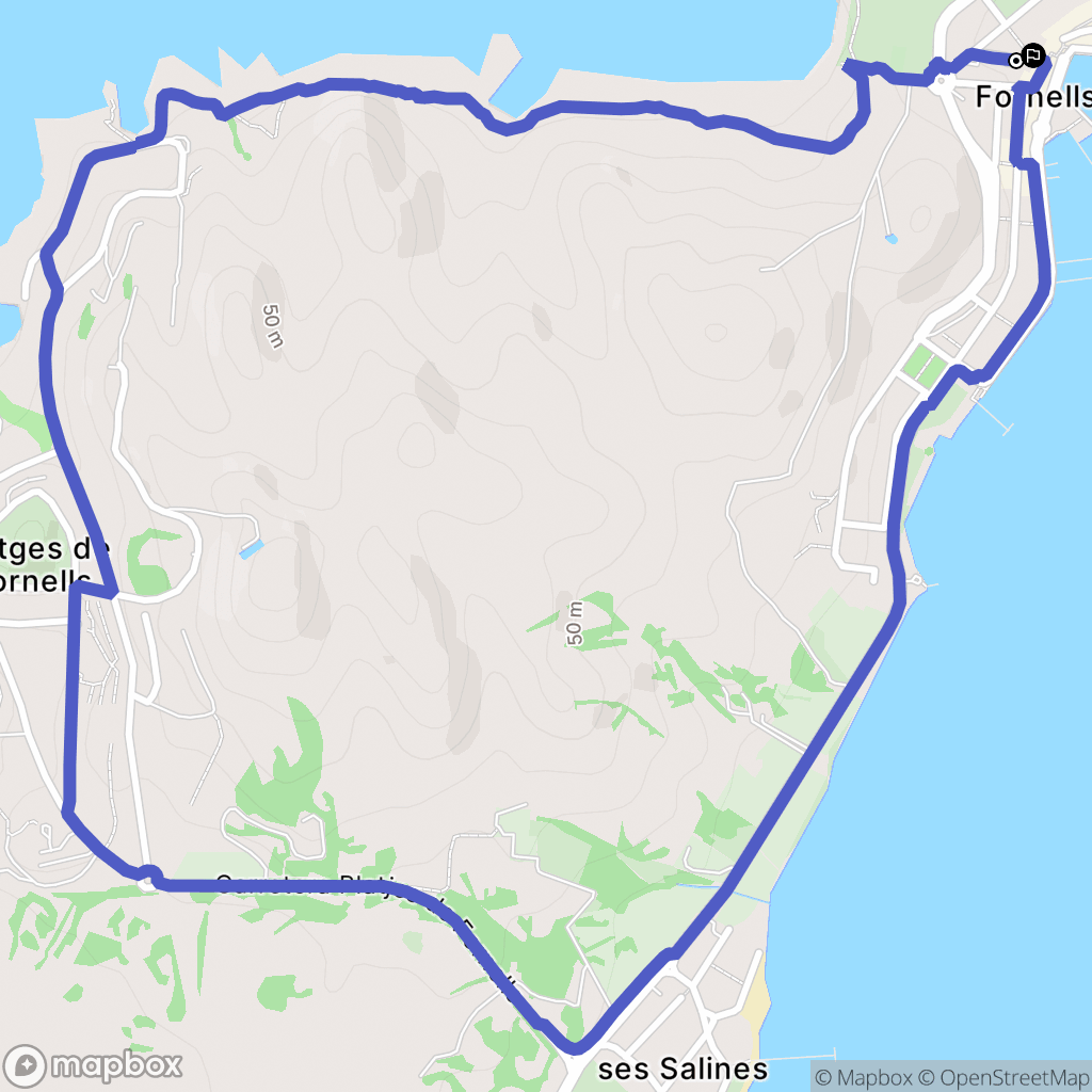 Fornells : carte du parcours de randonnée - Spain