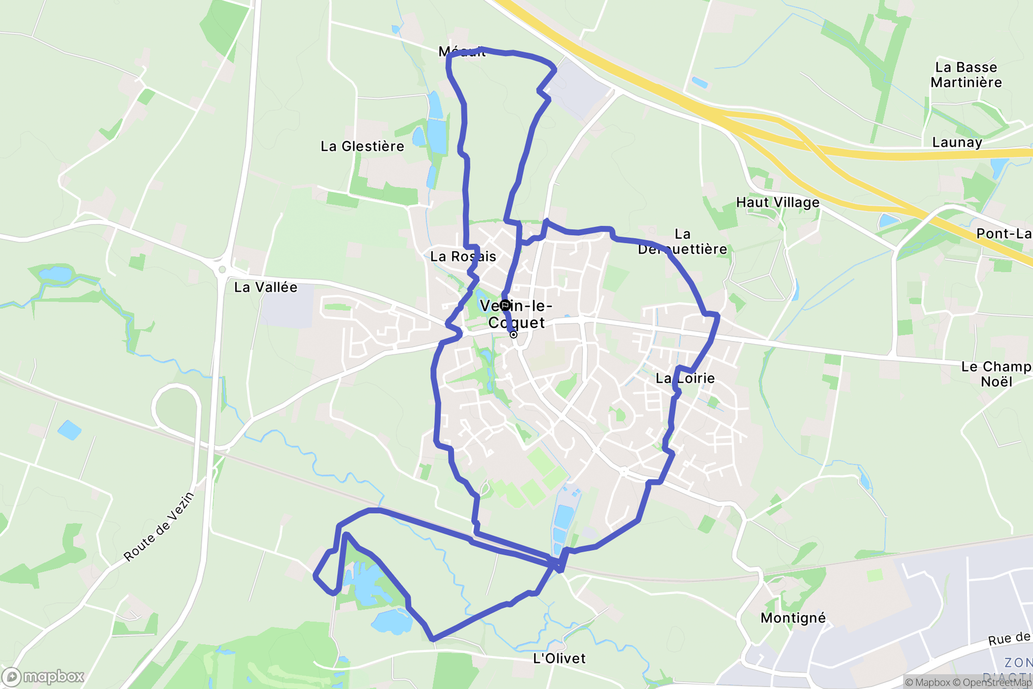 Vezin-le-Coquet : carte du parcours de randonnée - France