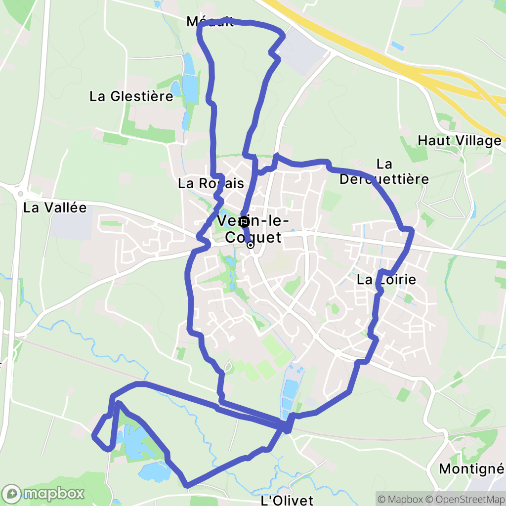 Vezin-le-Coquet : carte du parcours de randonnée - France