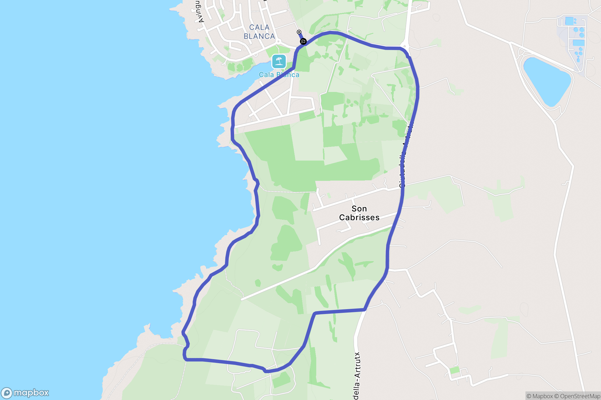 Ciudadela de Menorca : carte du parcours de randonnée - Spain