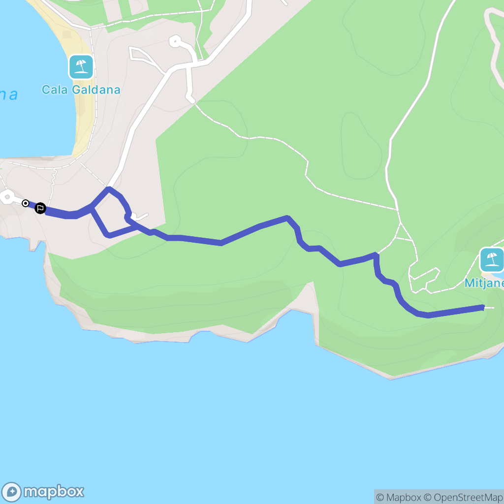Cala Galdana : carte du parcours de randonnée - Spain