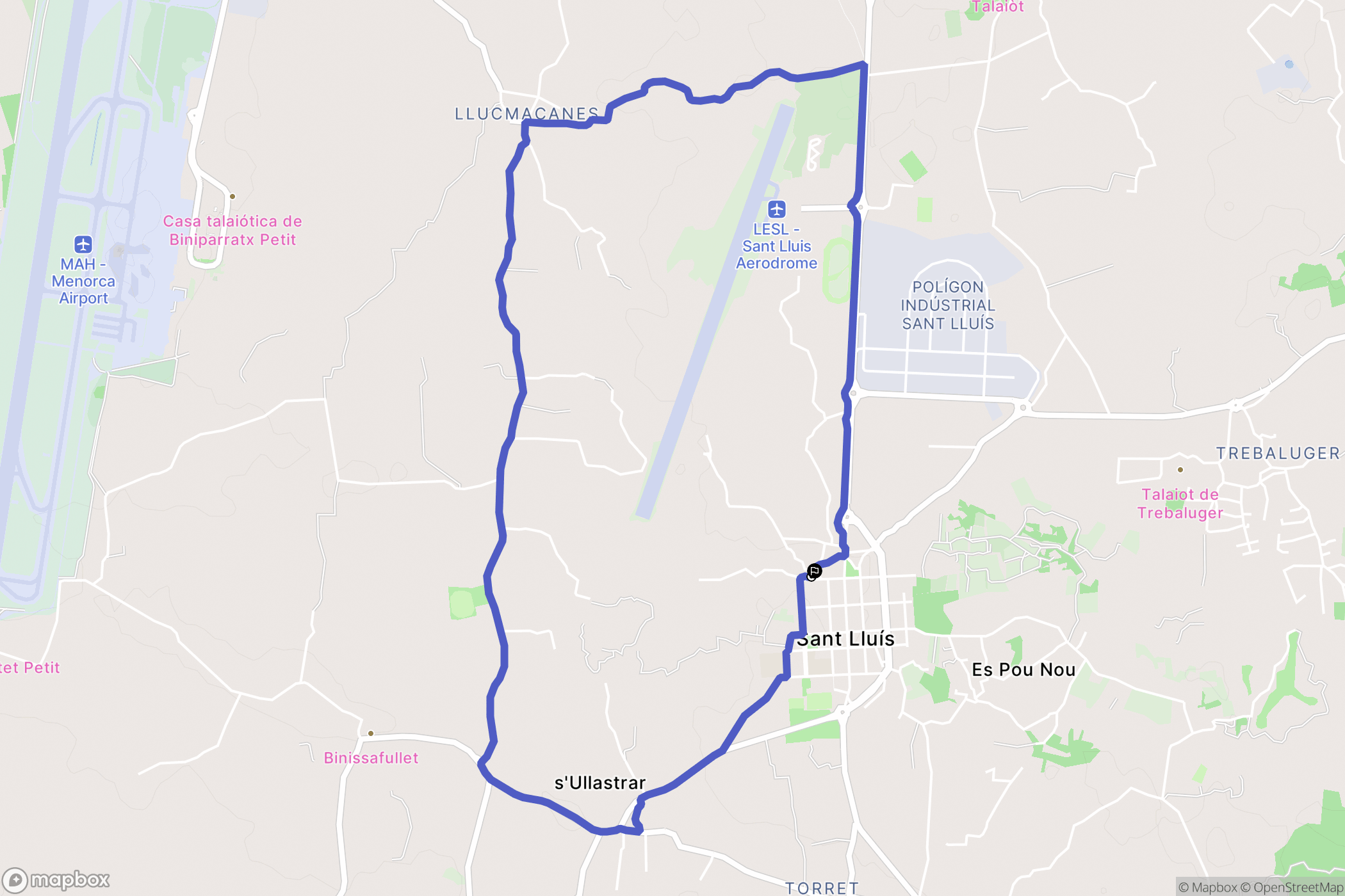 Sant Lluís : carte du parcours de randonnée - Spain