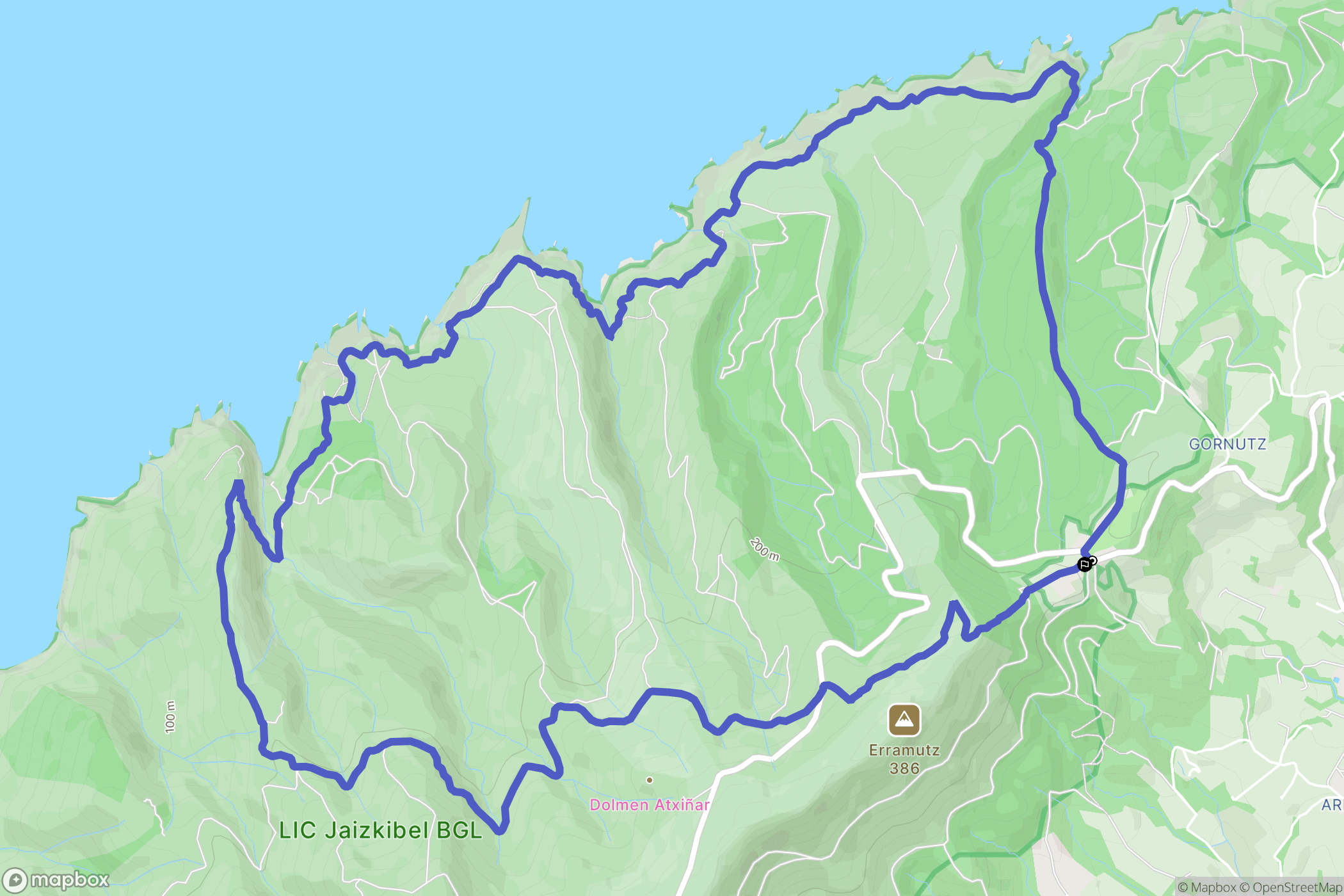 Hondarribia : carte du parcours de randonnée - Spain
