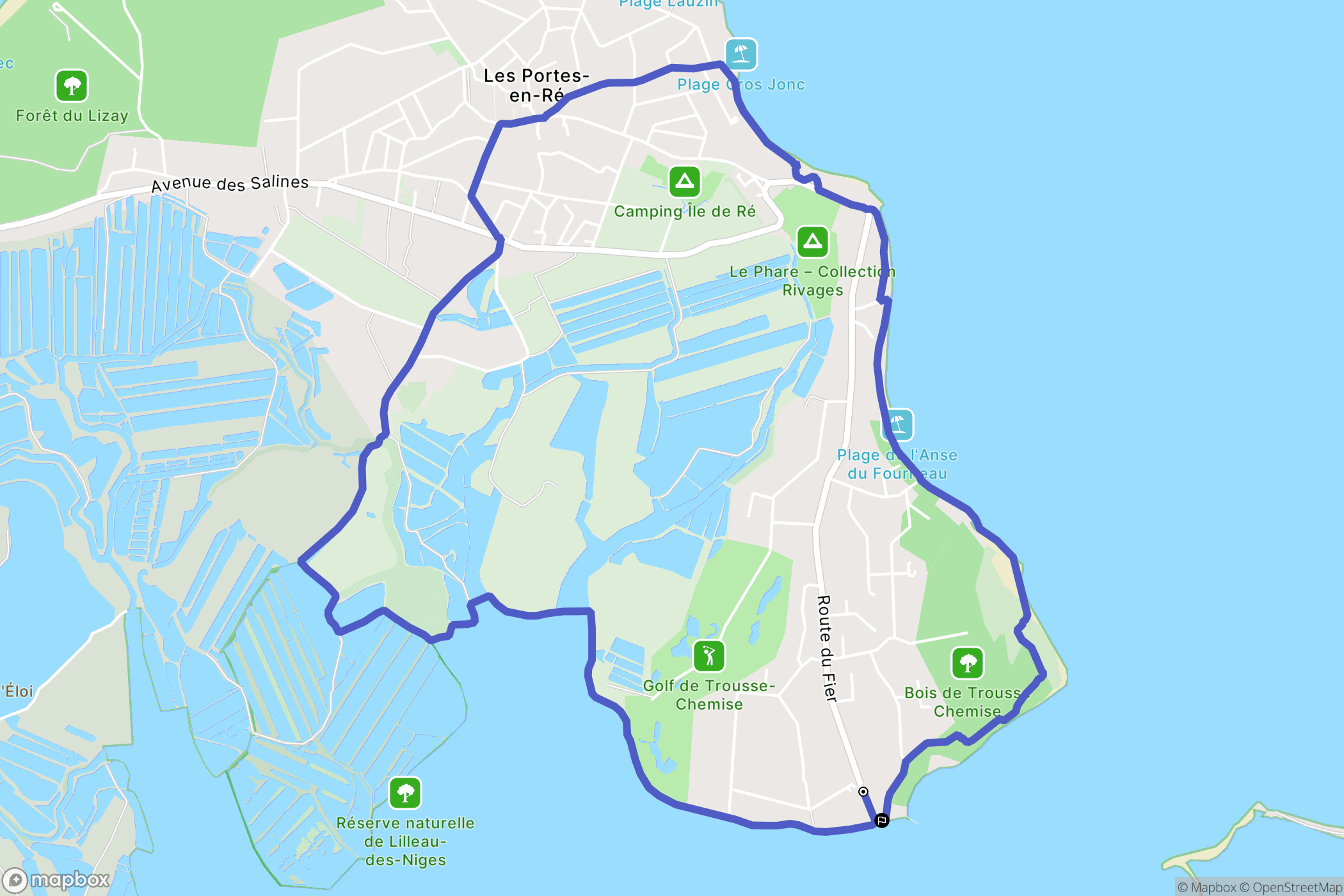 Les Portes-en-Ré : carte du parcours de randonnée - France