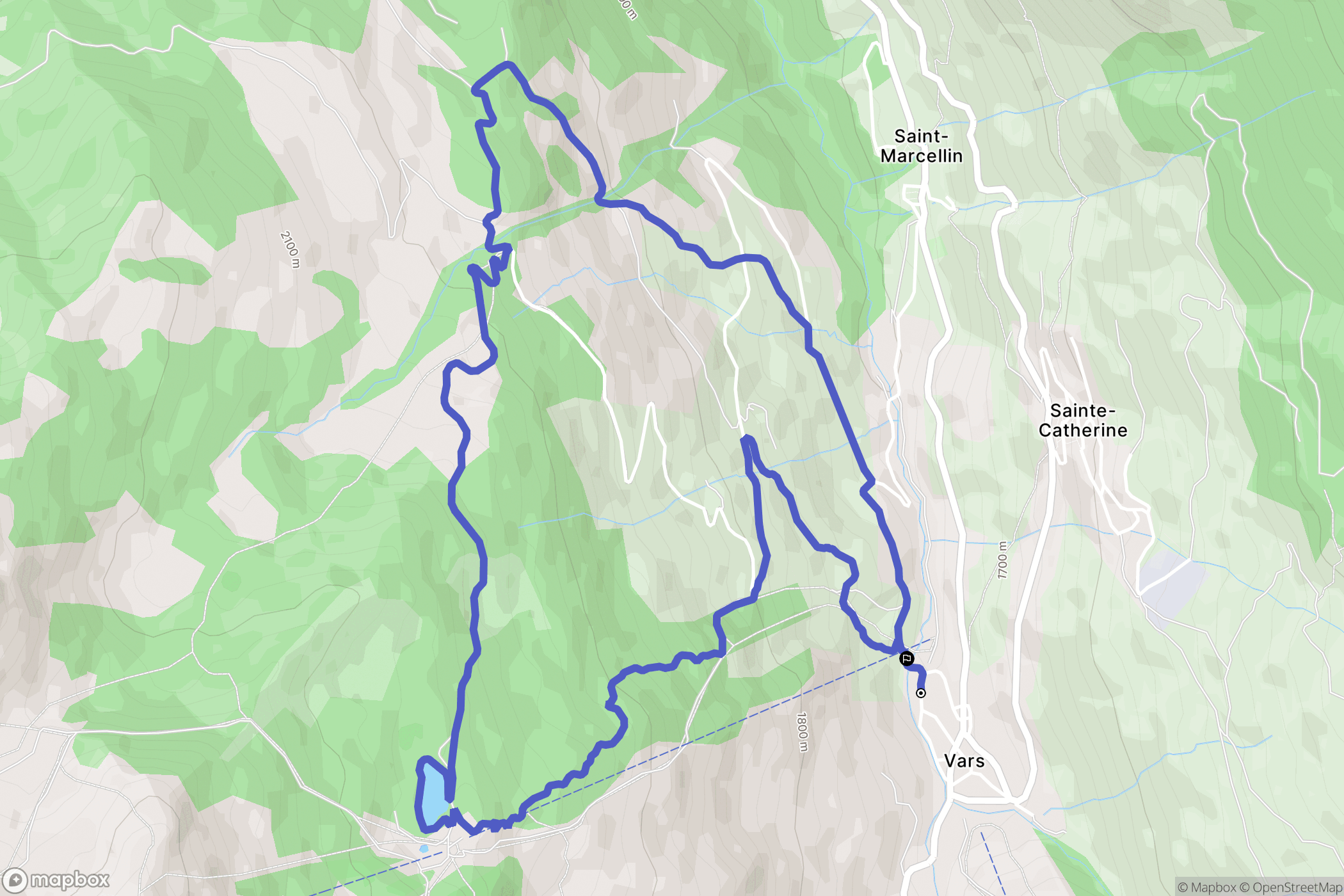 Vars : carte du parcours de randonnée - France