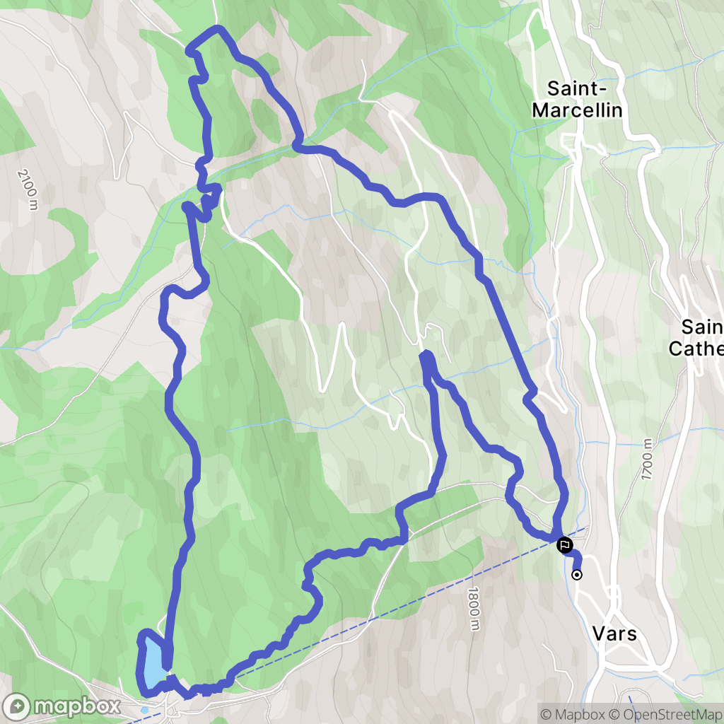 Vars : carte du parcours de randonnée - France