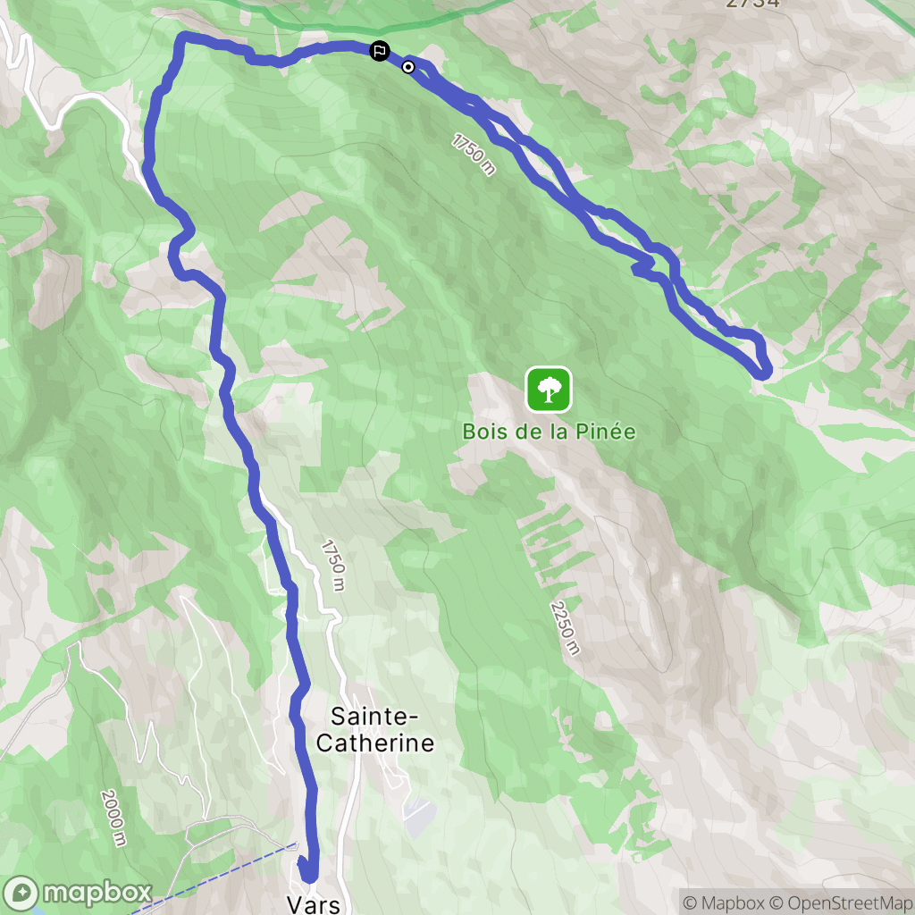Vars : carte du parcours de randonnée - France