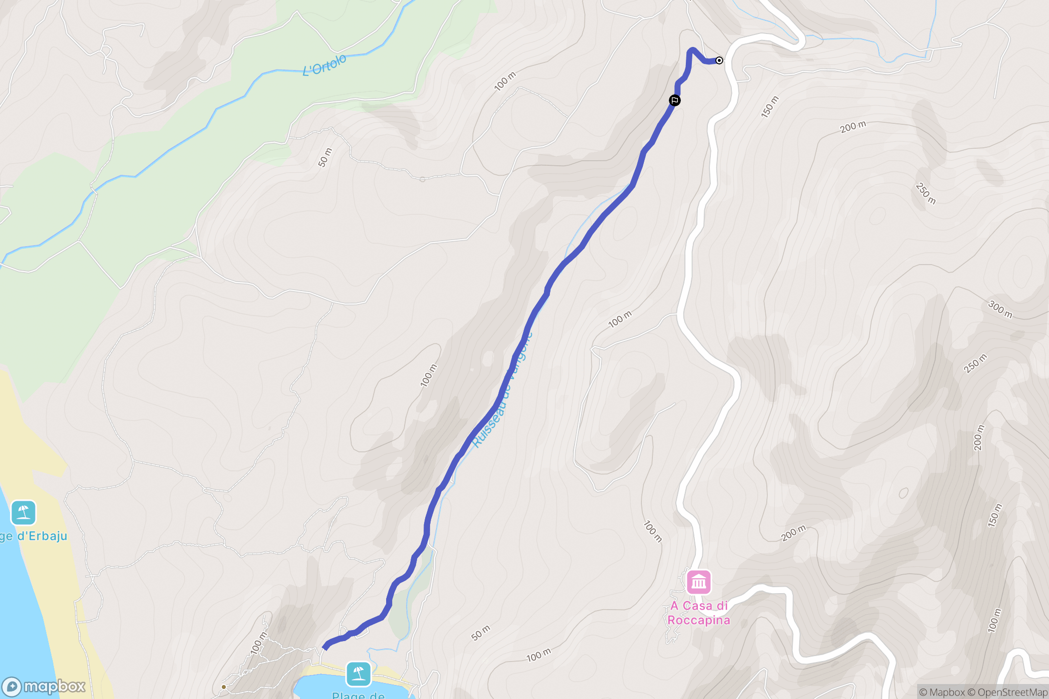 Sartène : carte du parcours de randonnée - France