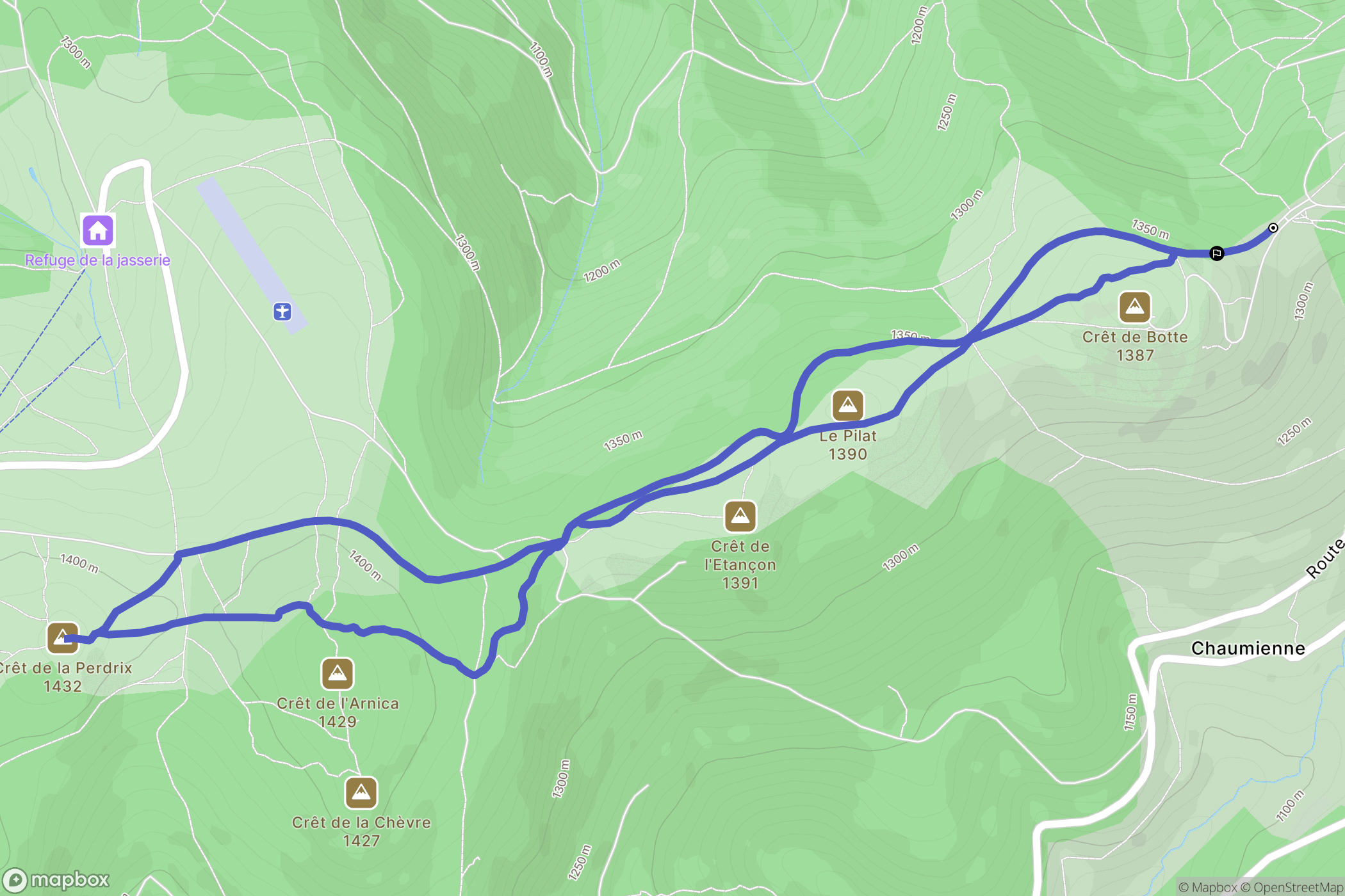 Véranne : carte du parcours de randonnée - France