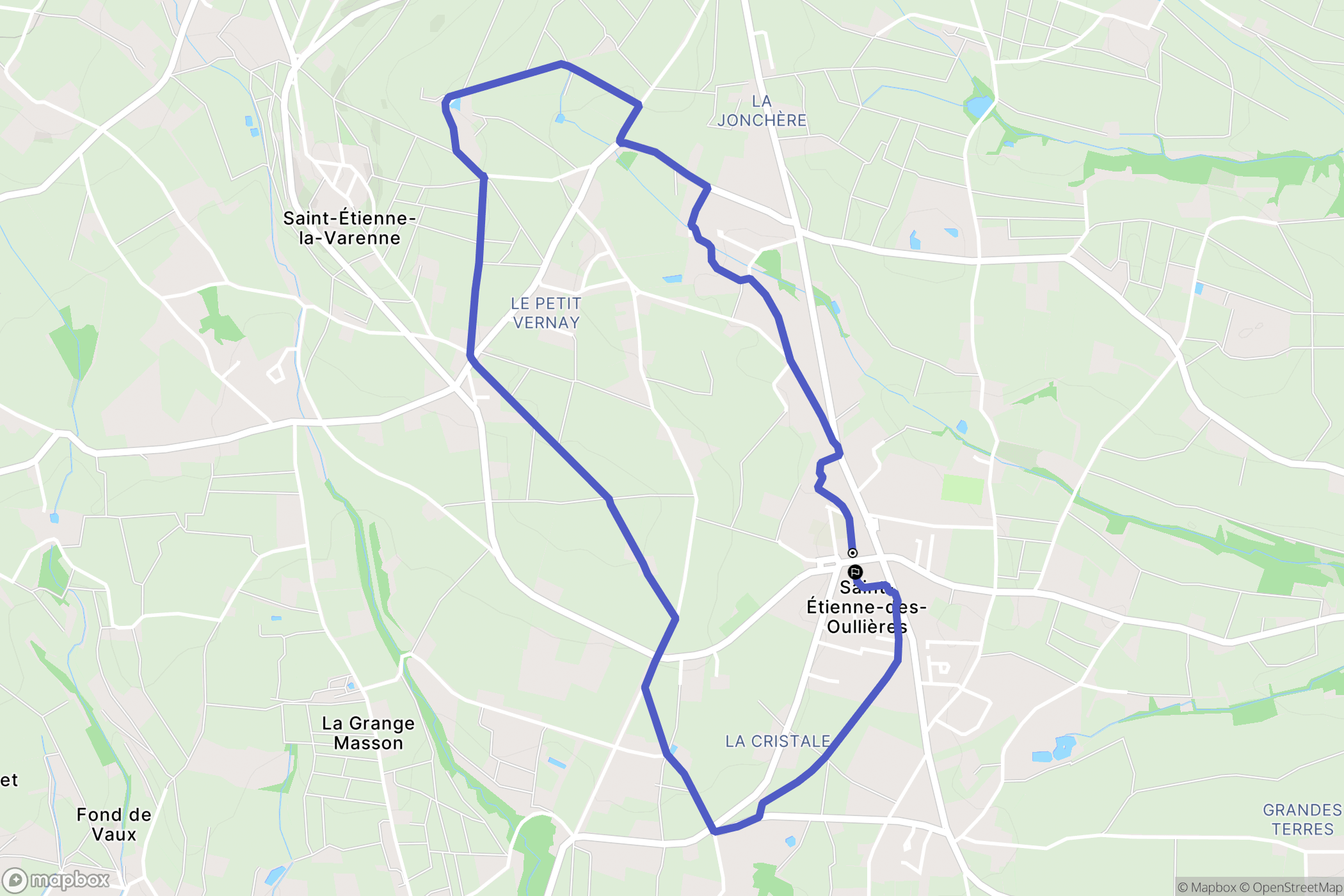 Saint-Étienne-des-Oullières : carte du parcours de randonnée - France