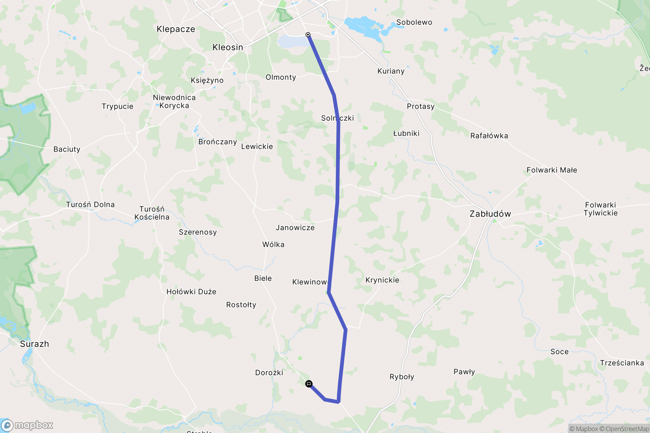 Białystok: mapa trasy - Poland