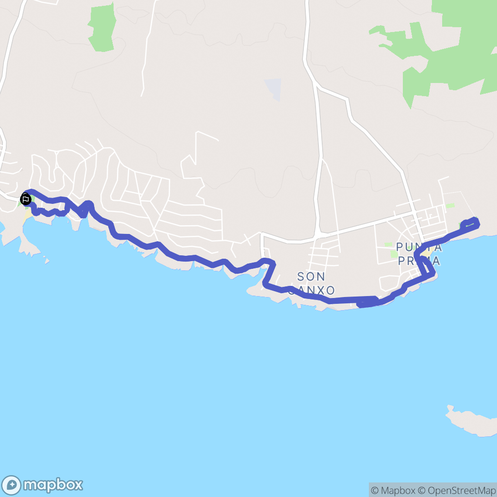 Sant Lluís : carte du parcours de randonnée - Spain
