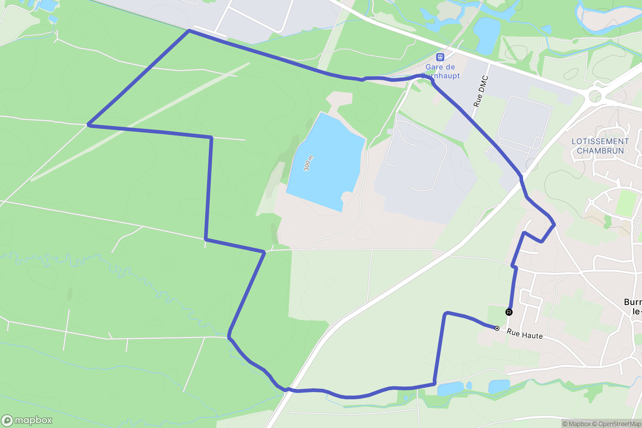 Burnhaupt-le-Haut : carte du parcours de randonnée - France