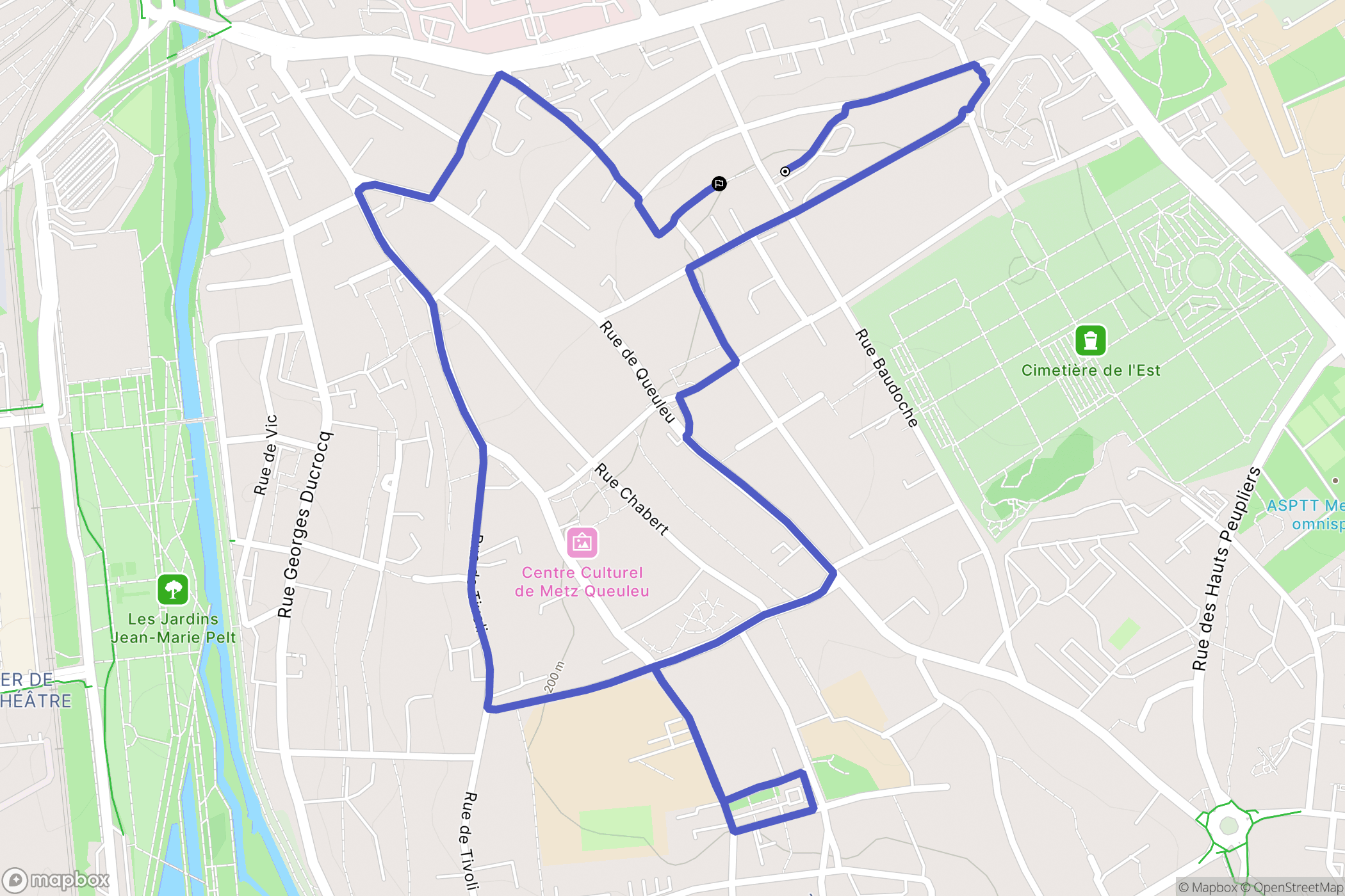 Metz : carte du parcours de randonnée - France