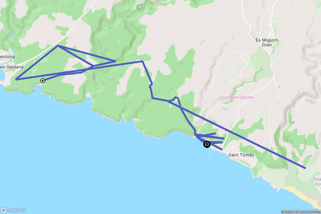 Cala Galdana : carte du parcours de randonnée - Spain