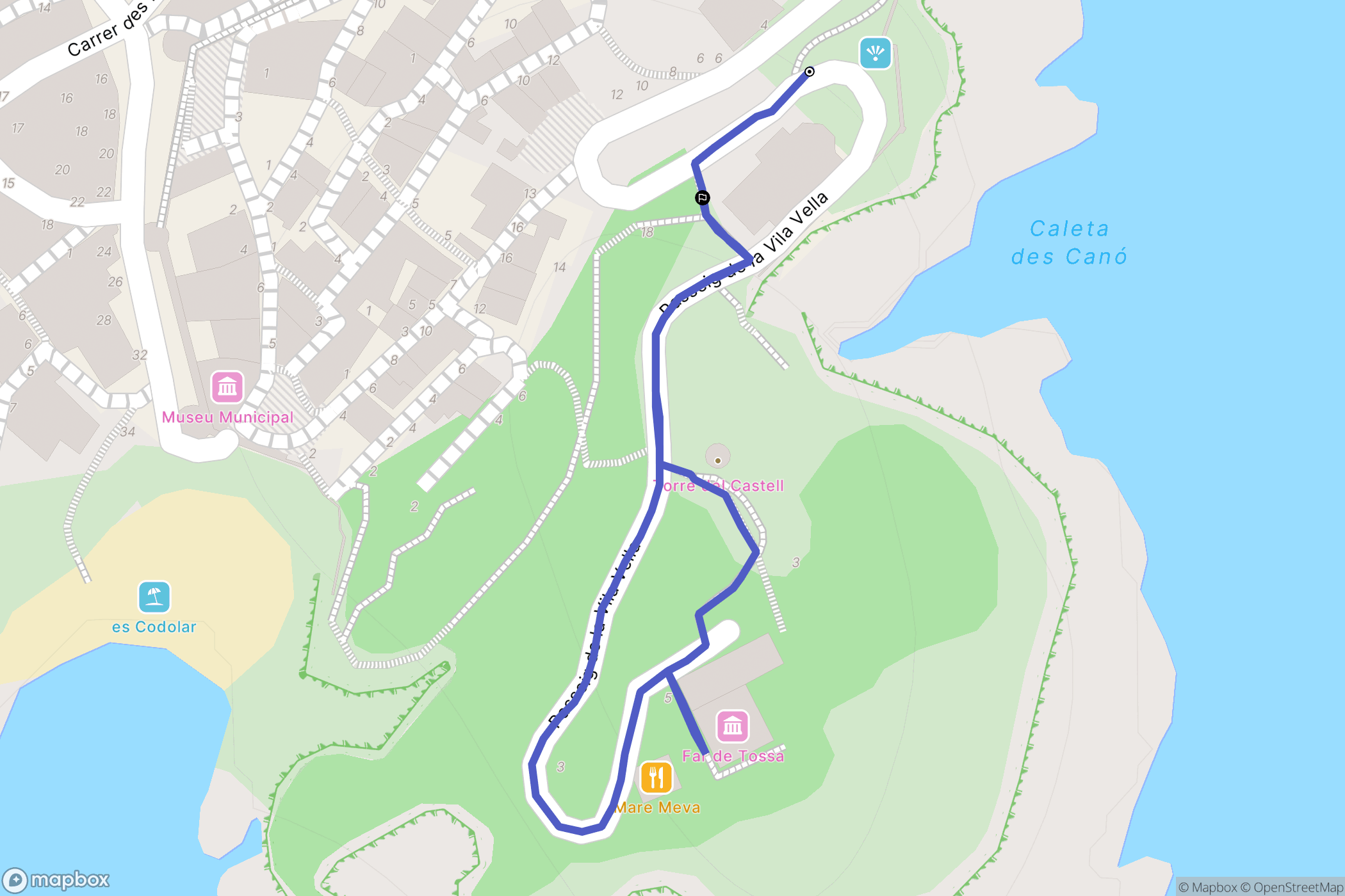 Tossa de Mar : carte du parcours de randonnée - Spain