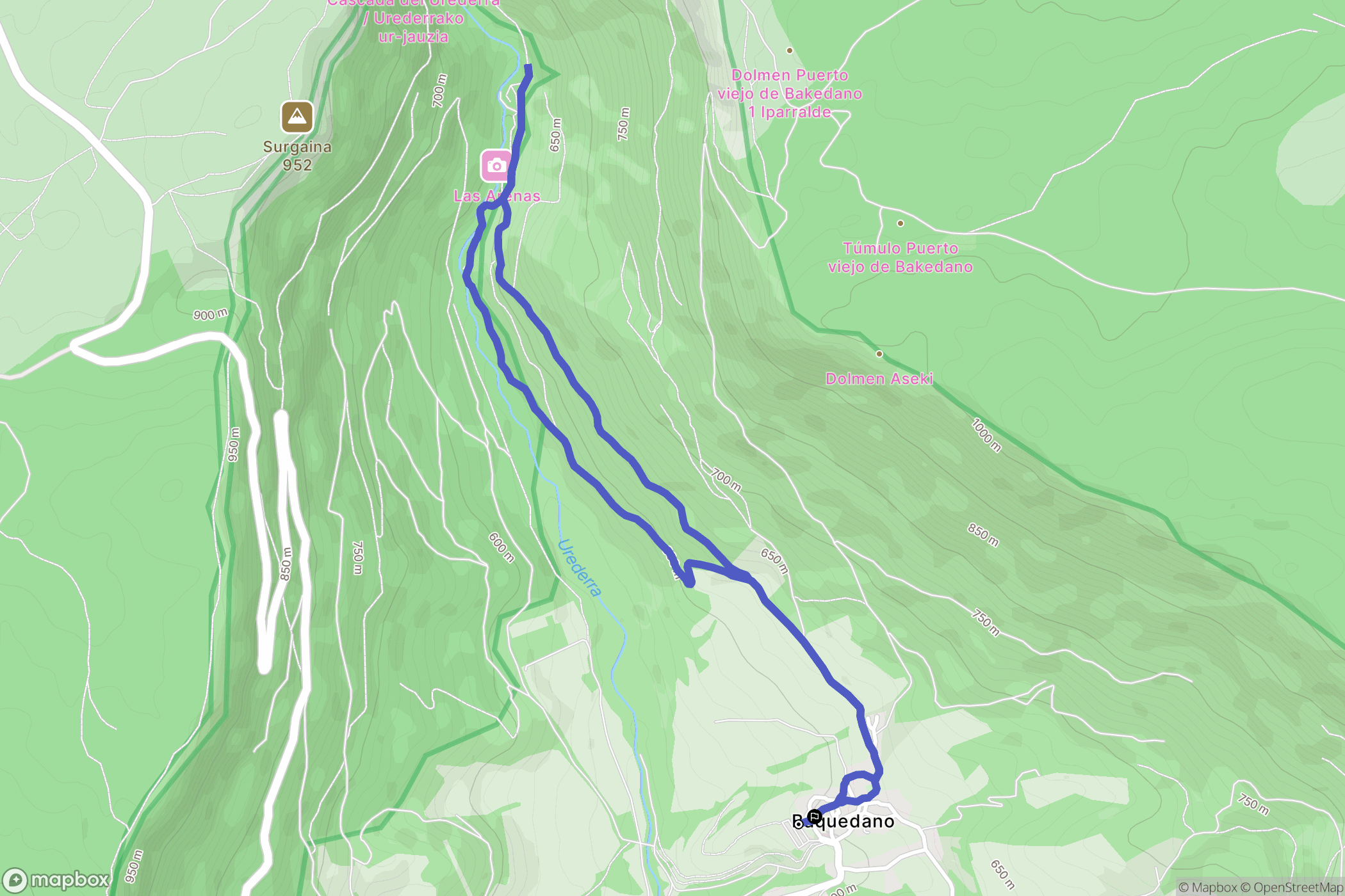 Baquedano : carte du parcours de randonnée - Spain