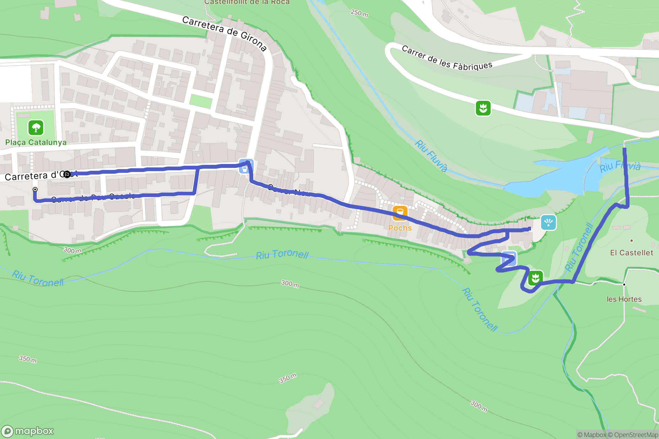 Castellfollit de la Roca : carte du parcours de randonnée - Spain