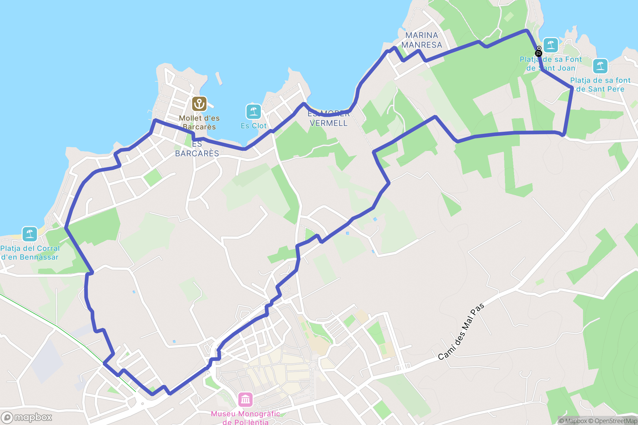 Alcúdia : carte du parcours de randonnée - Spain