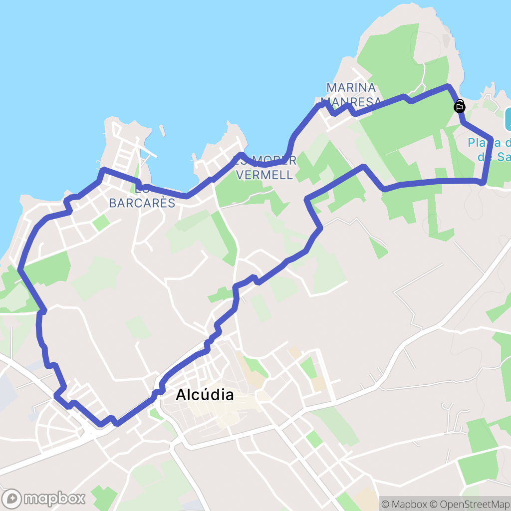 Alcúdia : carte du parcours de randonnée - Spain