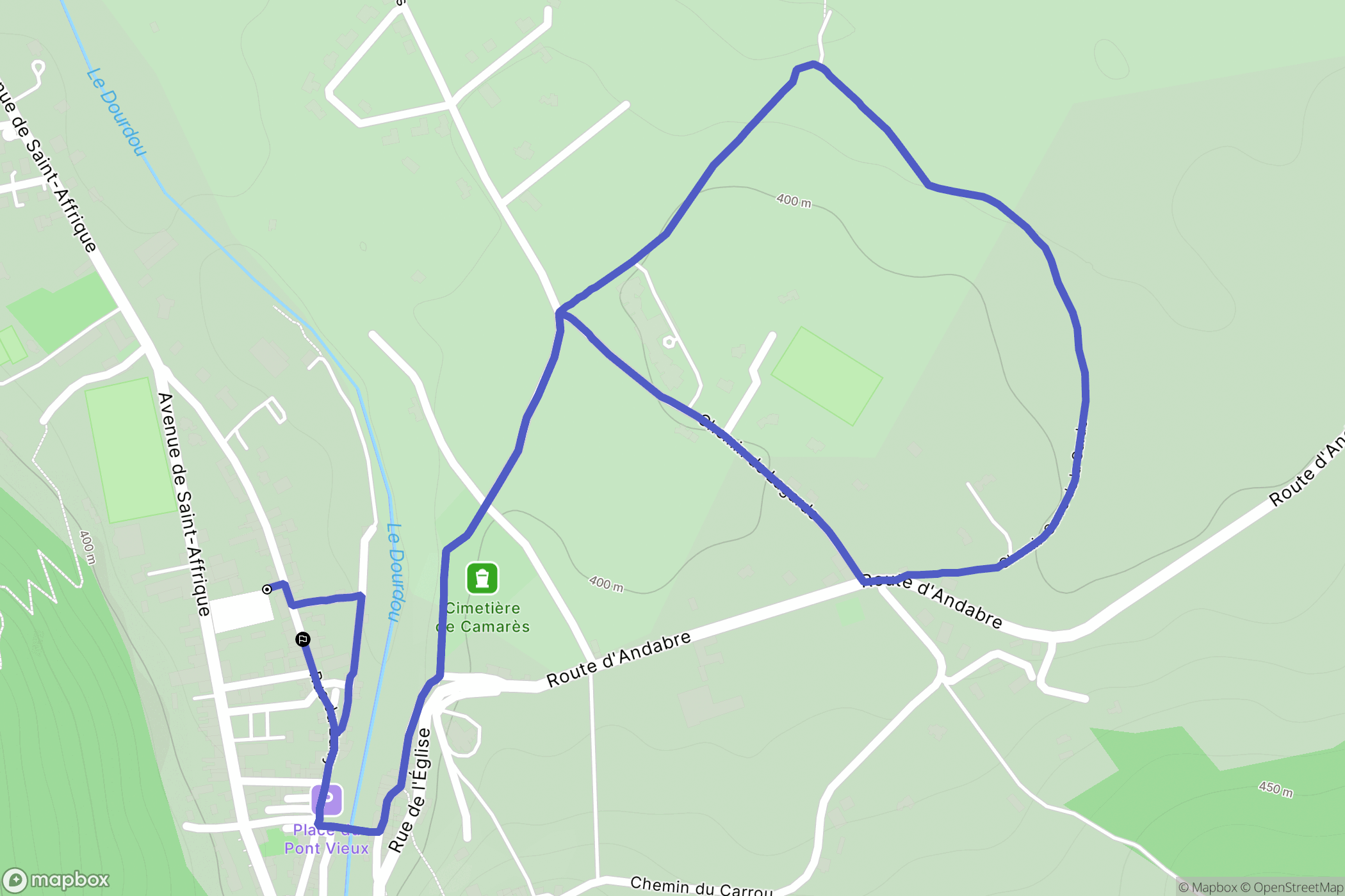 Camarès : carte du parcours de randonnée - France