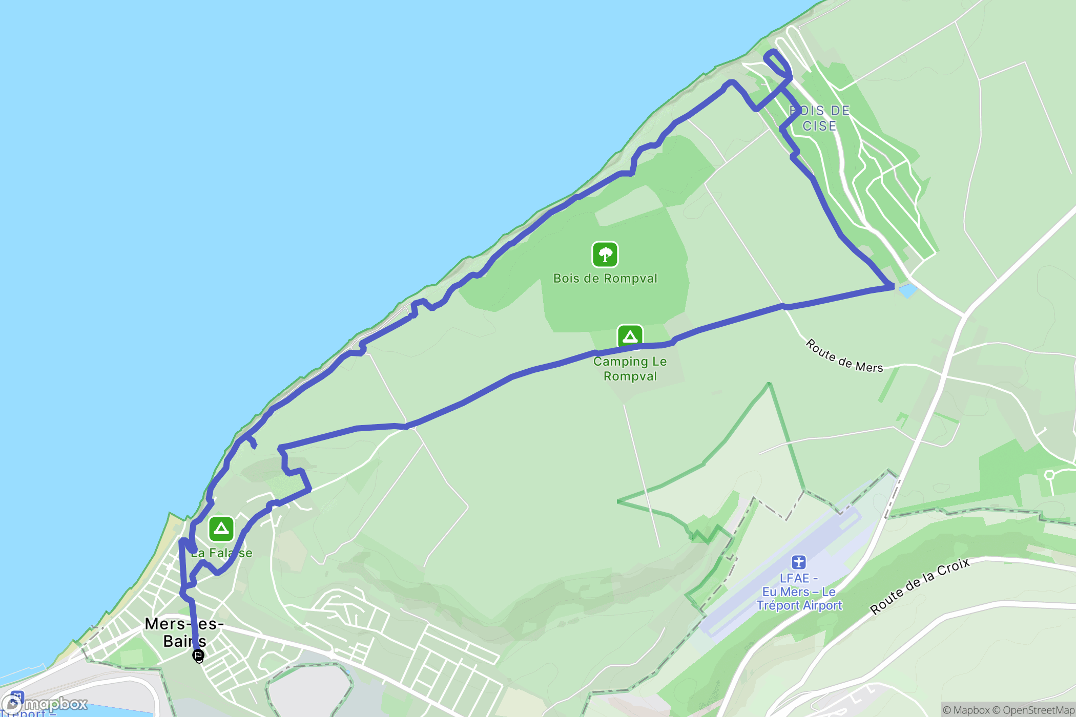 Mers-les-Bains : carte du parcours de randonnée - France