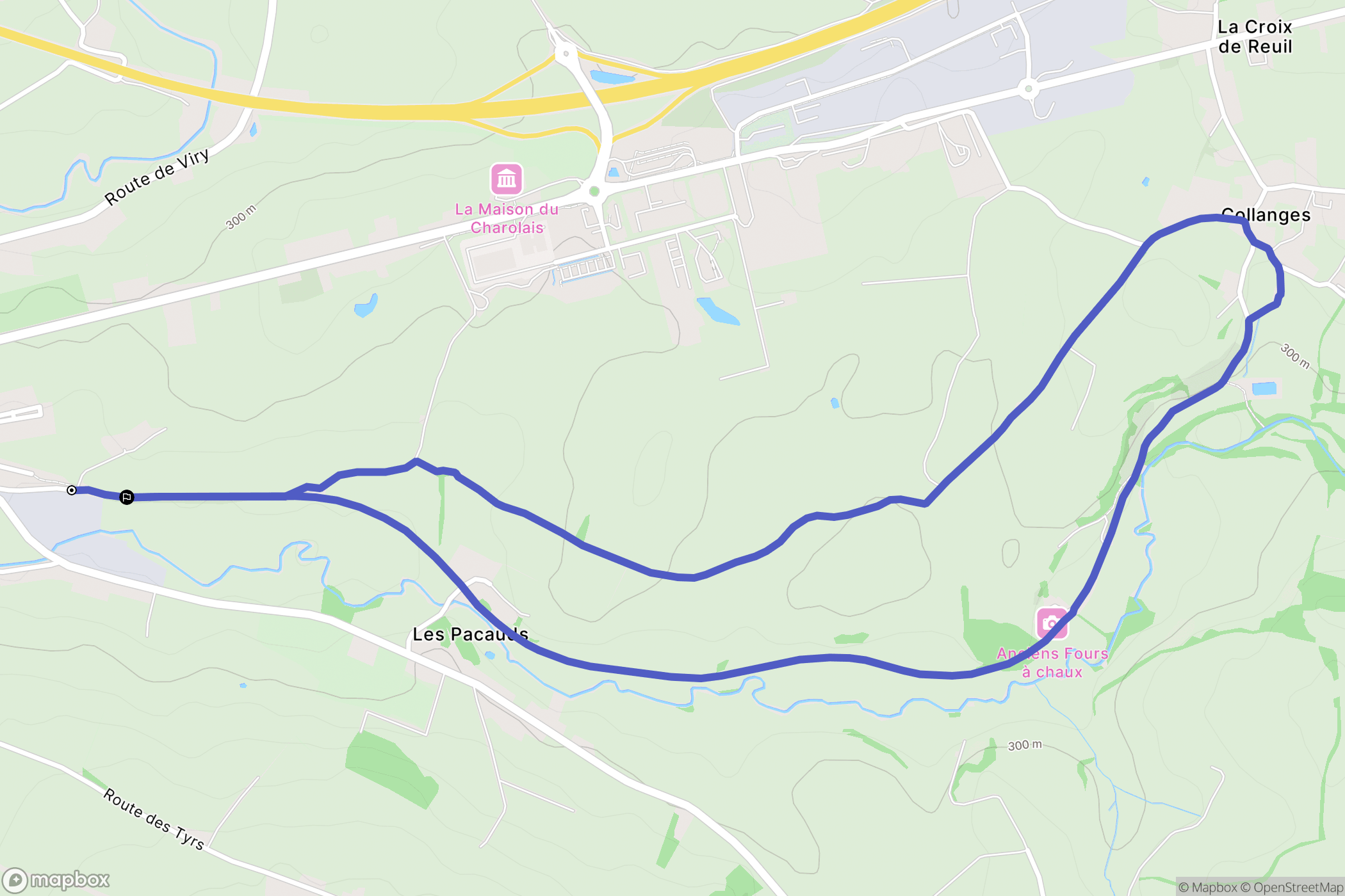 Charolles : carte du parcours de randonnée - France