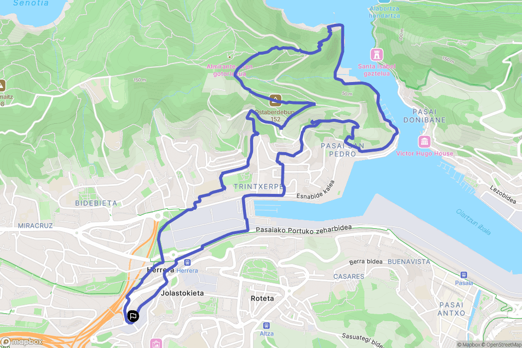 Donostia : carte du parcours de randonnée - Spain
