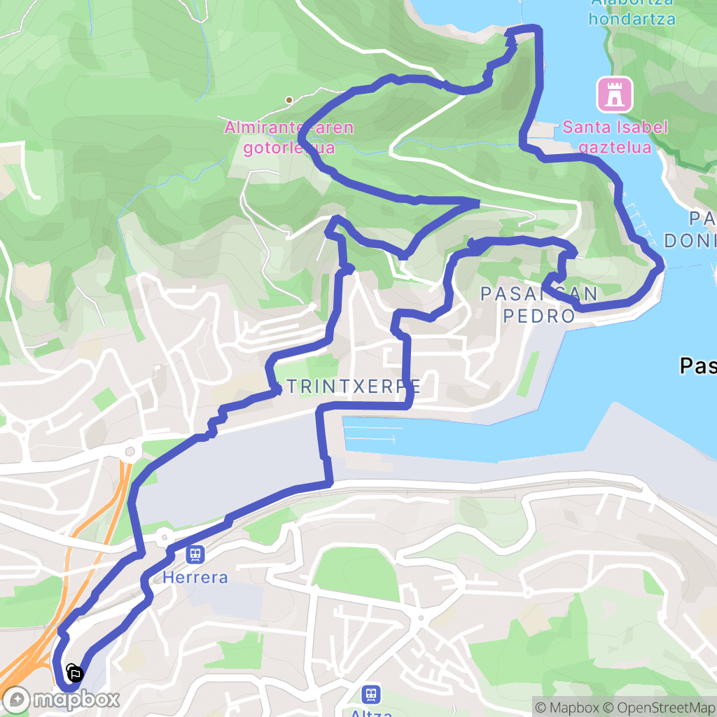 Donostia : carte du parcours de randonnée - Spain