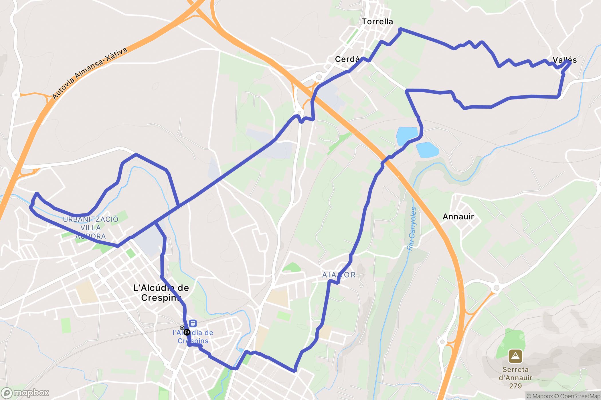 Canals : carte du parcours de randonnée - Spain