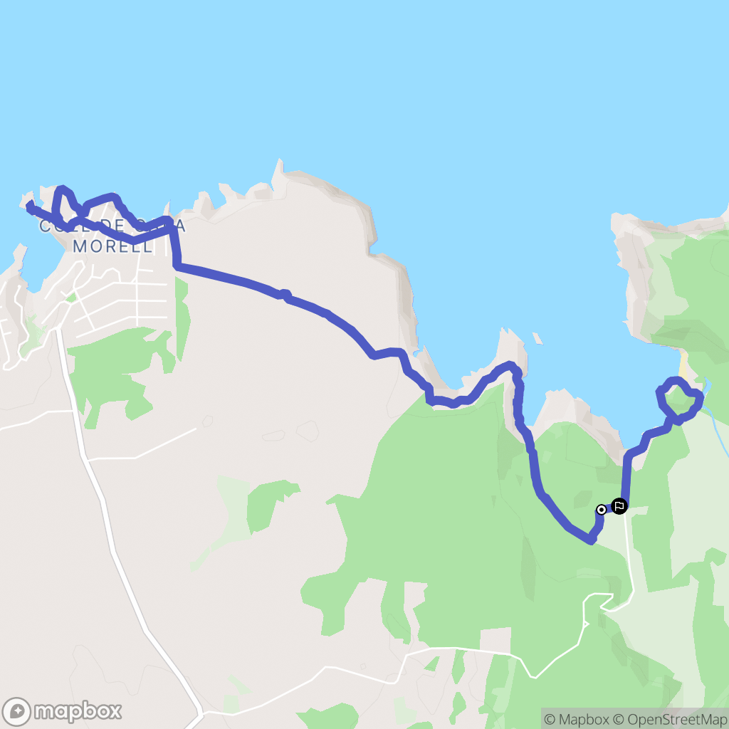 Cala Morell : carte du parcours de randonnée - Spain