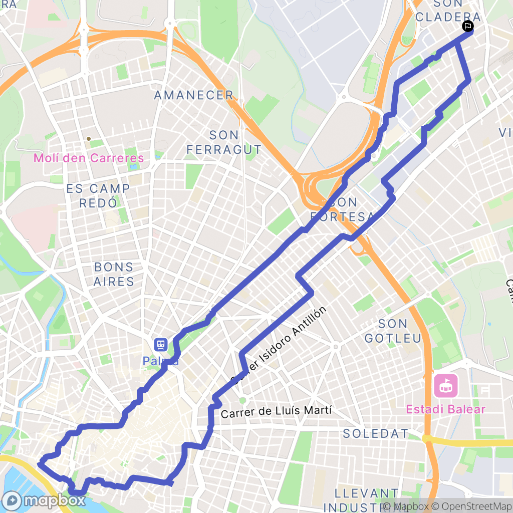 Palma : carte du parcours de randonnée - Spain